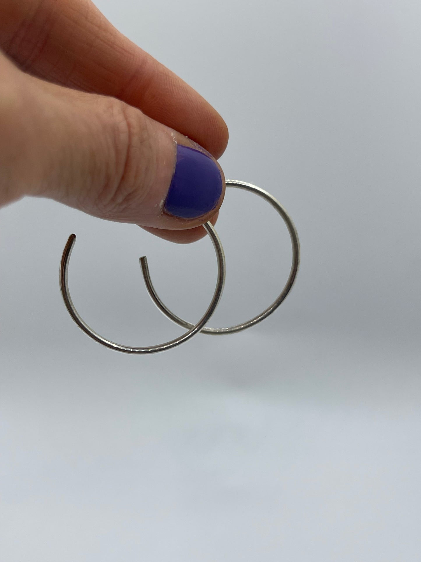 Plain Sterling Silver Half Hoop Post Earrings by Elaine Tahe, Navajo