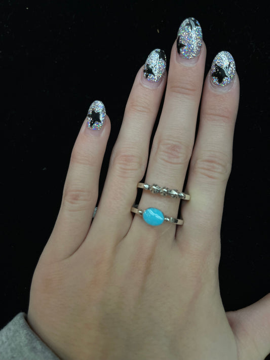 7.0 2 Ring Turquoise Ring by Sonyei Coho, Navajo