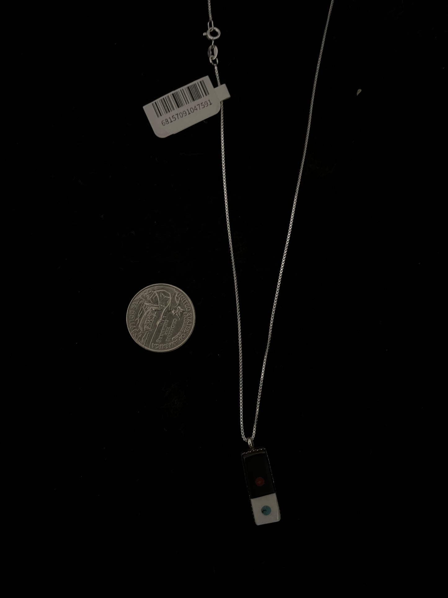 18" Inlaid Domino Bar Necklace by Jovi Burns, Navajo