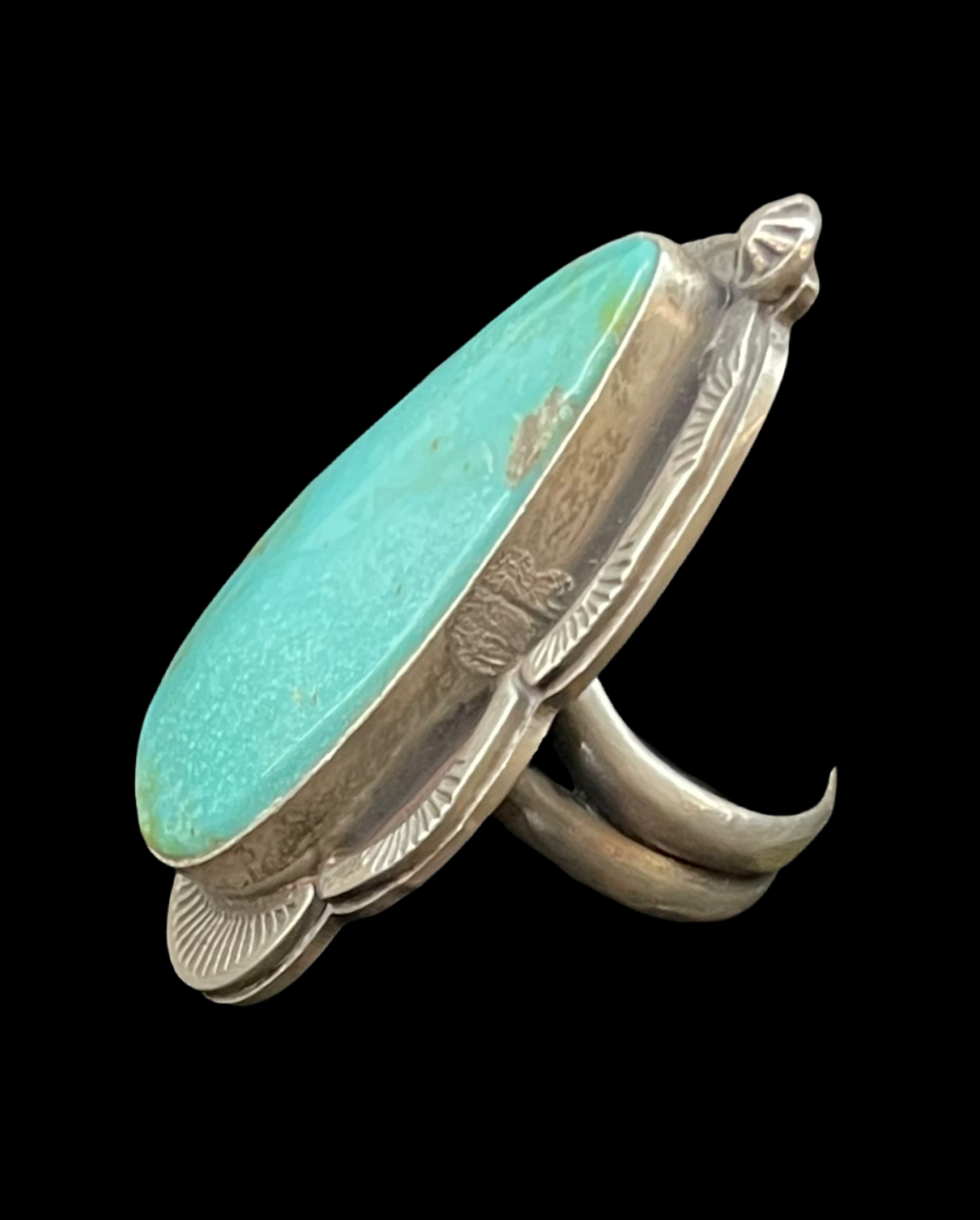 8.0 Kingman Turquoise Ring by Gilbert Platero, Navajo