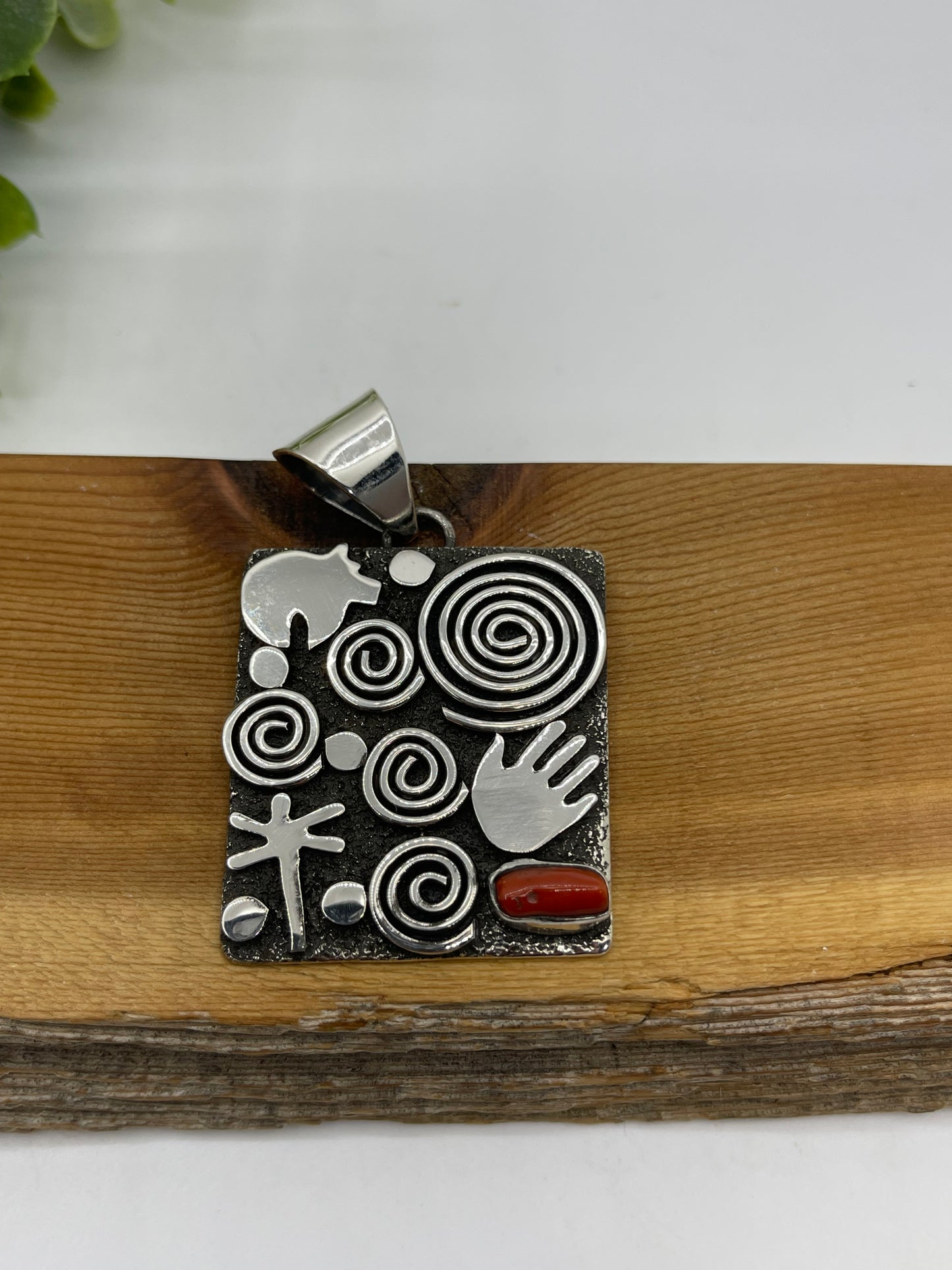8mm Bail Red Coral Pendant by Alex Sanchez, Navajo