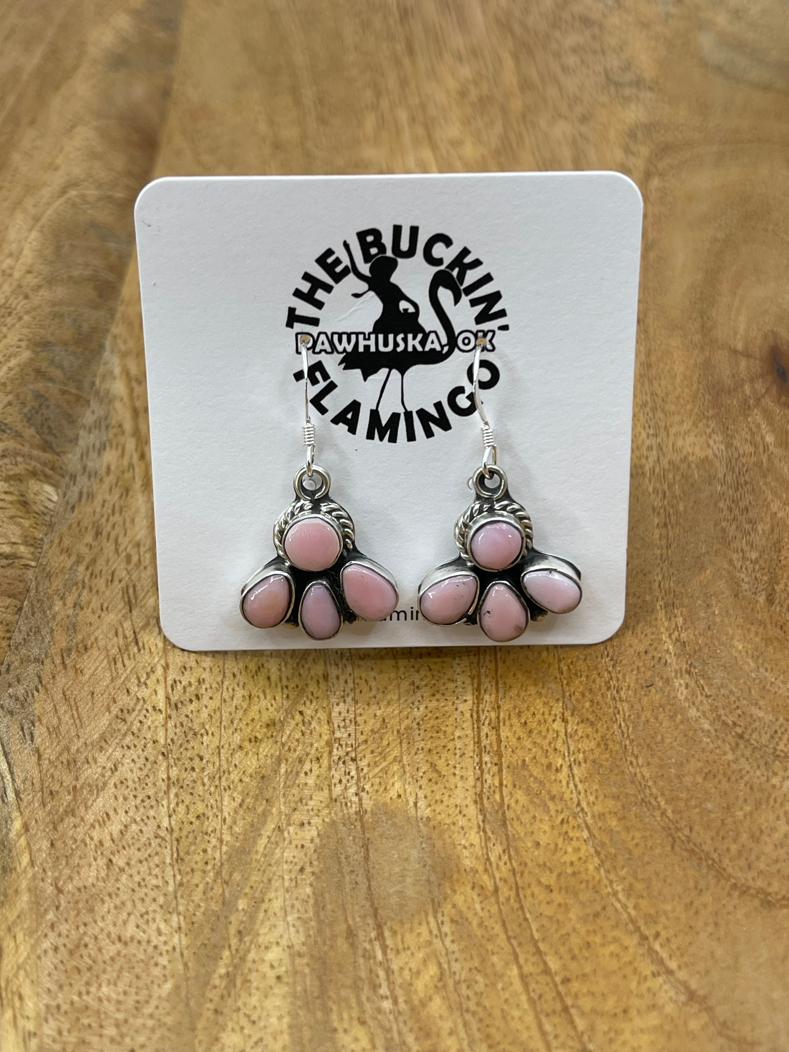 Pink Conch Shell Half Cluster Earrings by Gary Shorty, Navajo – Buckin ...