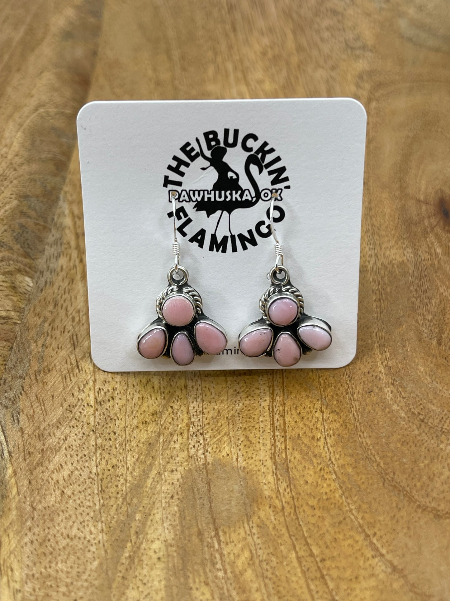 Pink Conch Shell Half Cluster Earrings by Gary Shorty, Navajo
