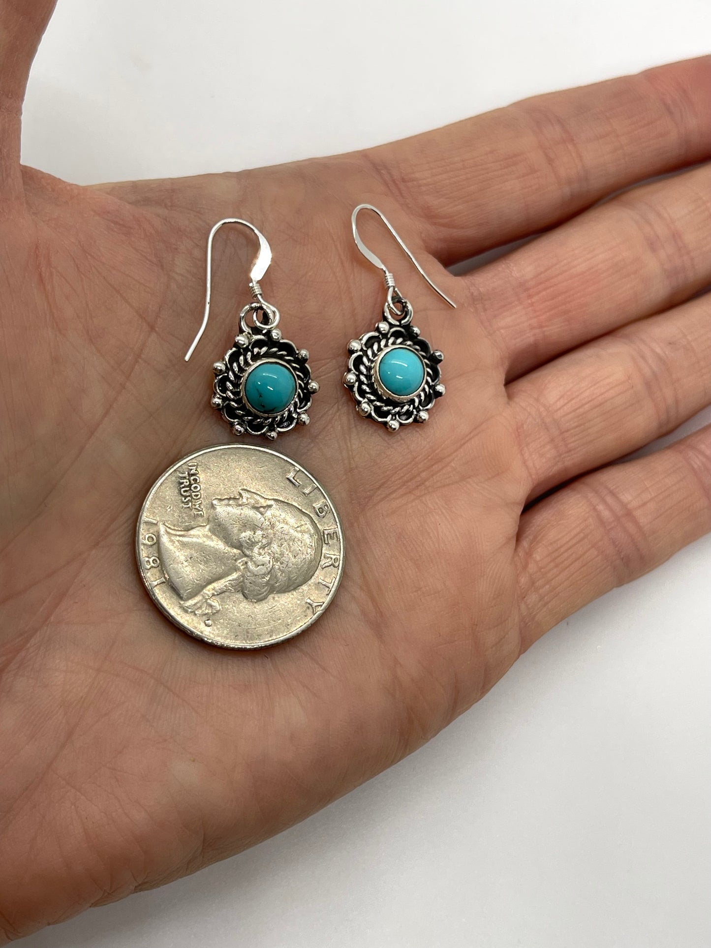 Turquoise Circle Earrings by Emery Spencer, Navajo