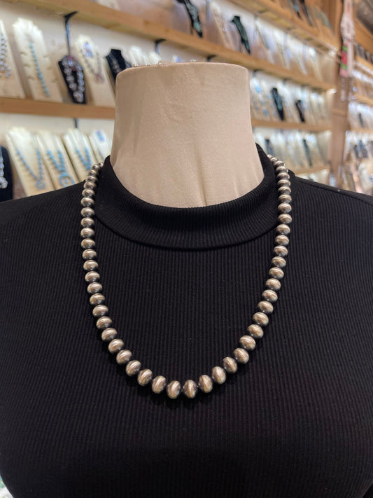 24” 9.5mm Round Handmade Navajo Pearls by Bryannen Halwood