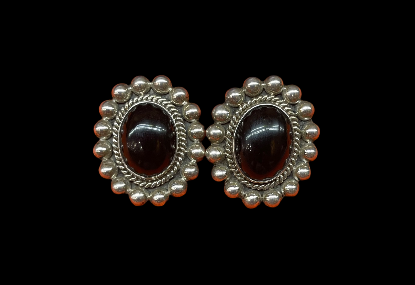 Black Onyx Clip On Earrings