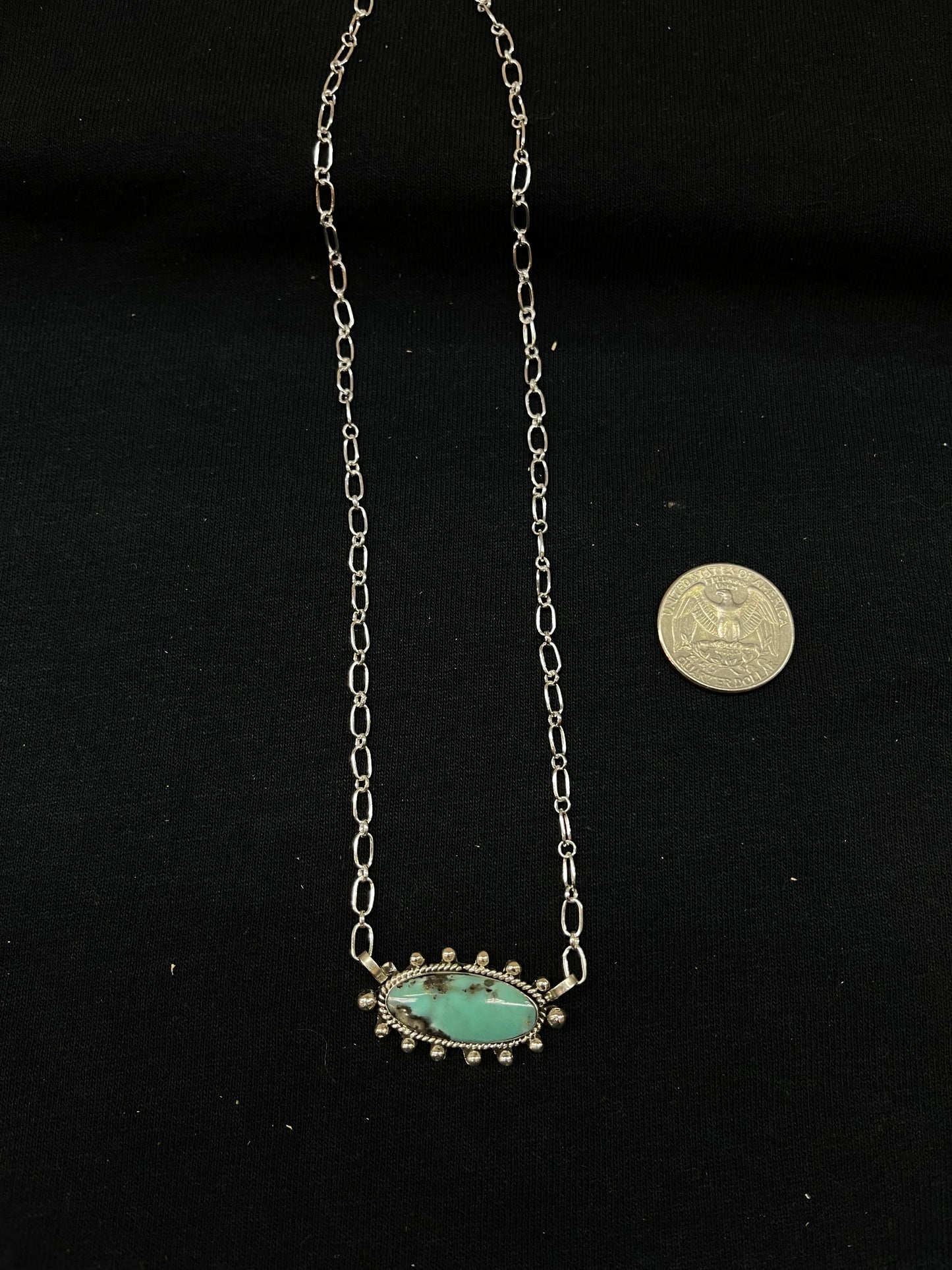 LOT 13 1/12 18" Kingman Turquoise Oval Necklace by Ardale Chiquitto, Navajo