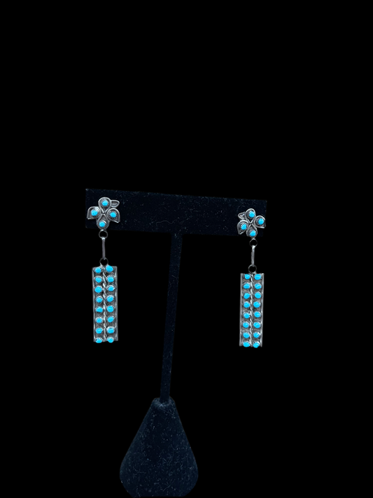 Multiple Turquoise Stone Post Dangle Earrings