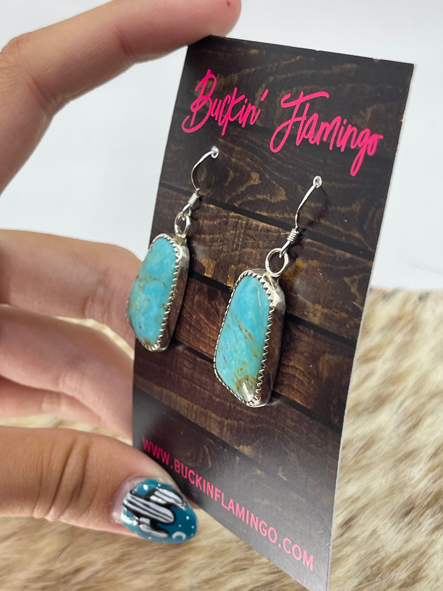 Turquoise Dangle Earrings by Hiram Largo, Navajo