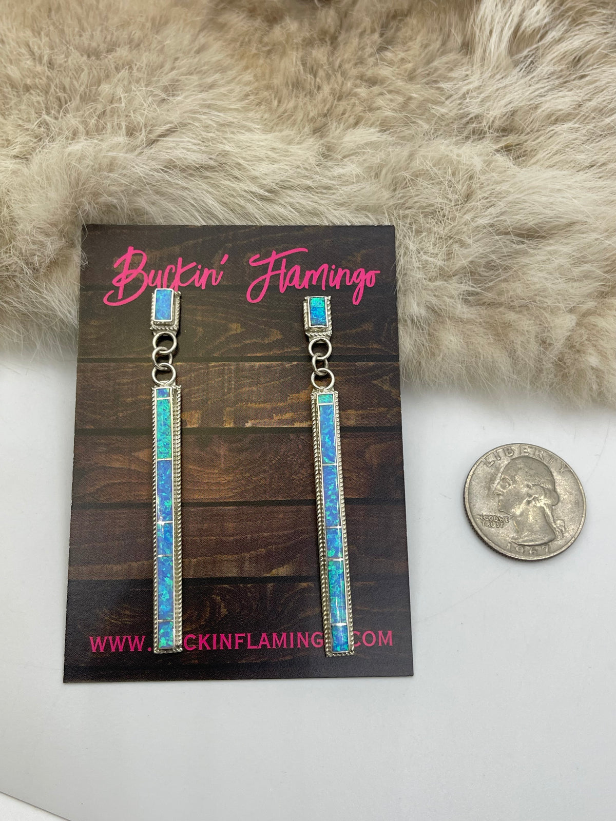 Blue Opal Earrings by Ricky T. Booqua, Zuni