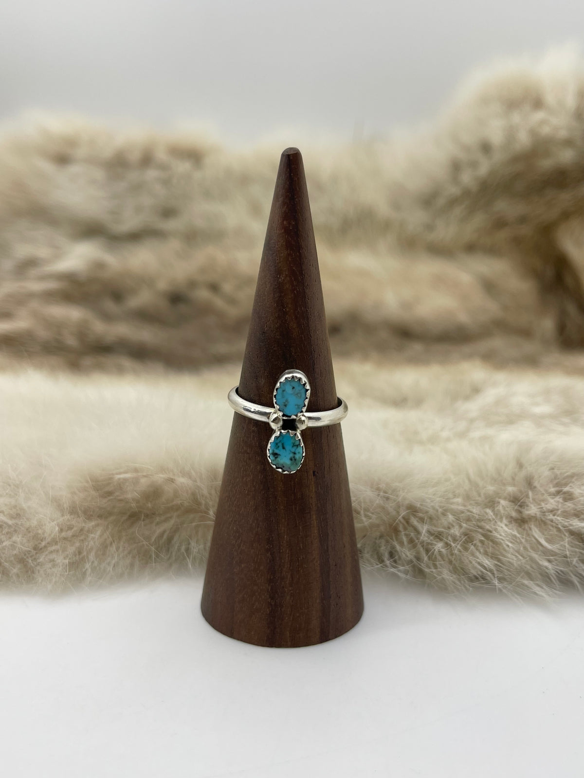 5.5 2 Stone Turquoise Ring Navajo