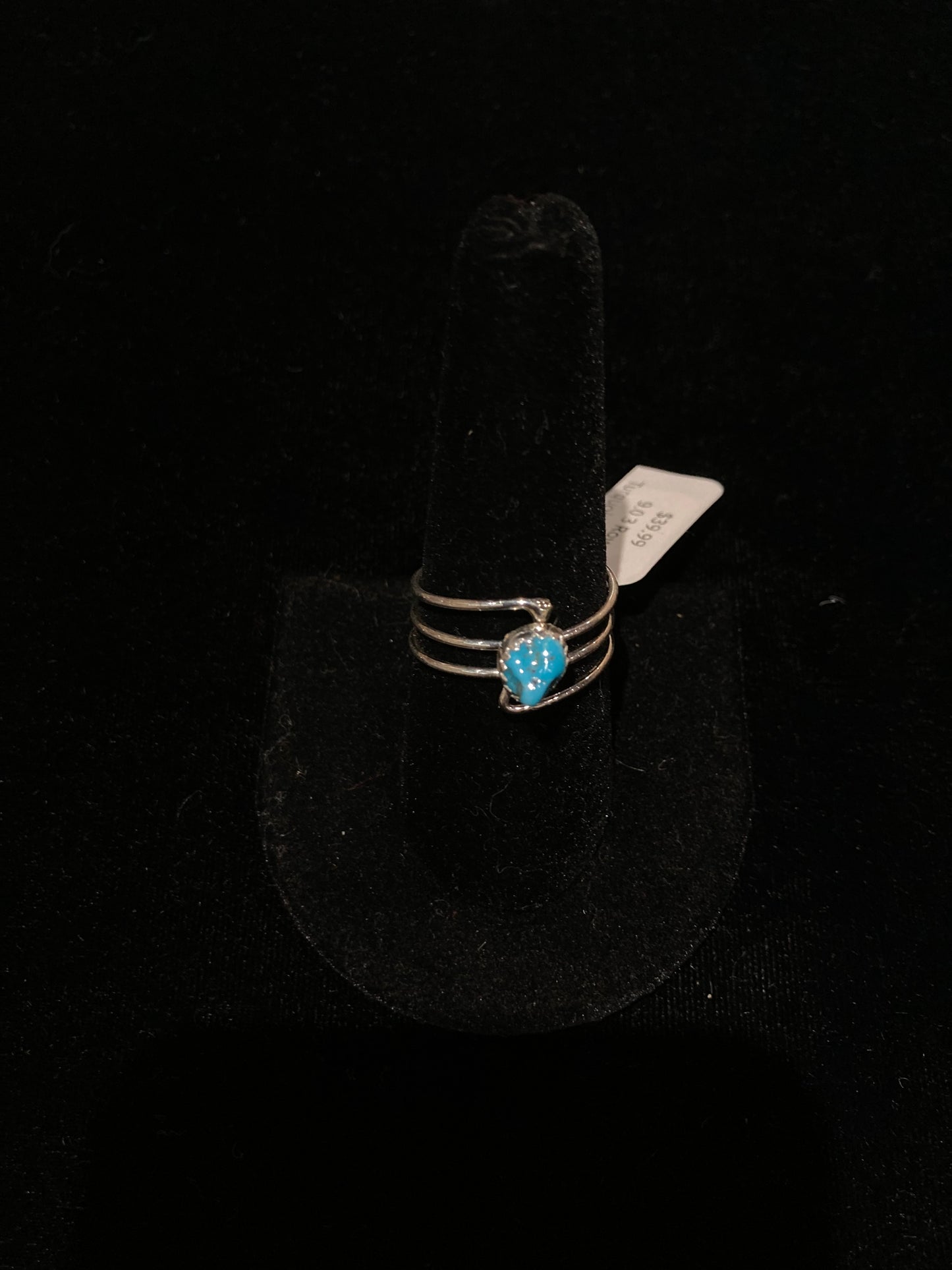 5.5 3 Row Turquoise Ring by Dorothy Yazzie, Navajo