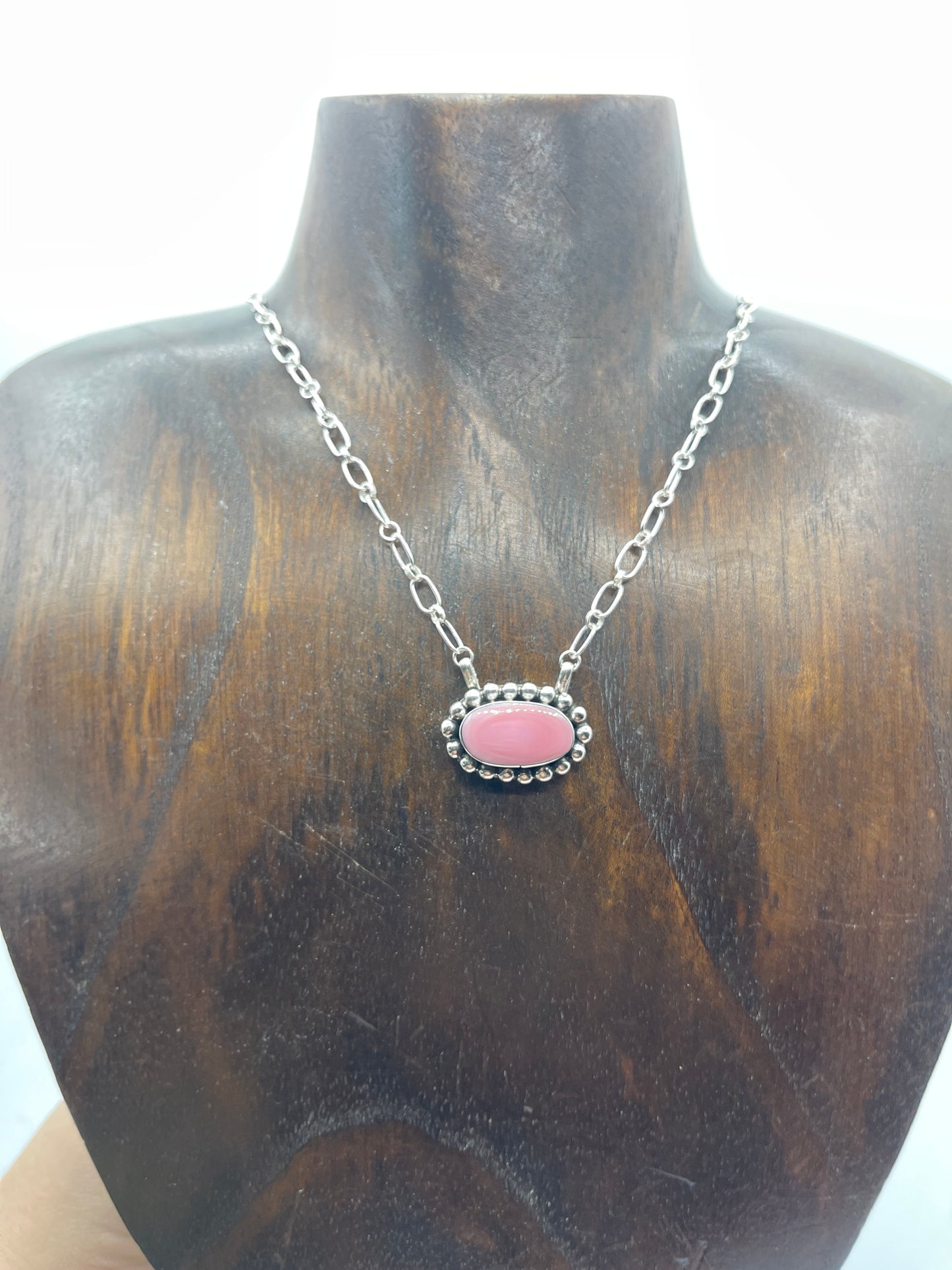 Dainty Pink Conch Shell Necklace by Sadie Jim, Navajo