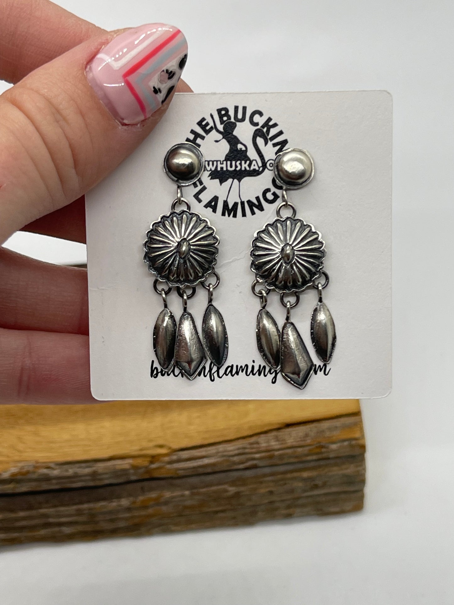 Concho Dream Catcher Post Earrings by Terry Charlie, Navajo