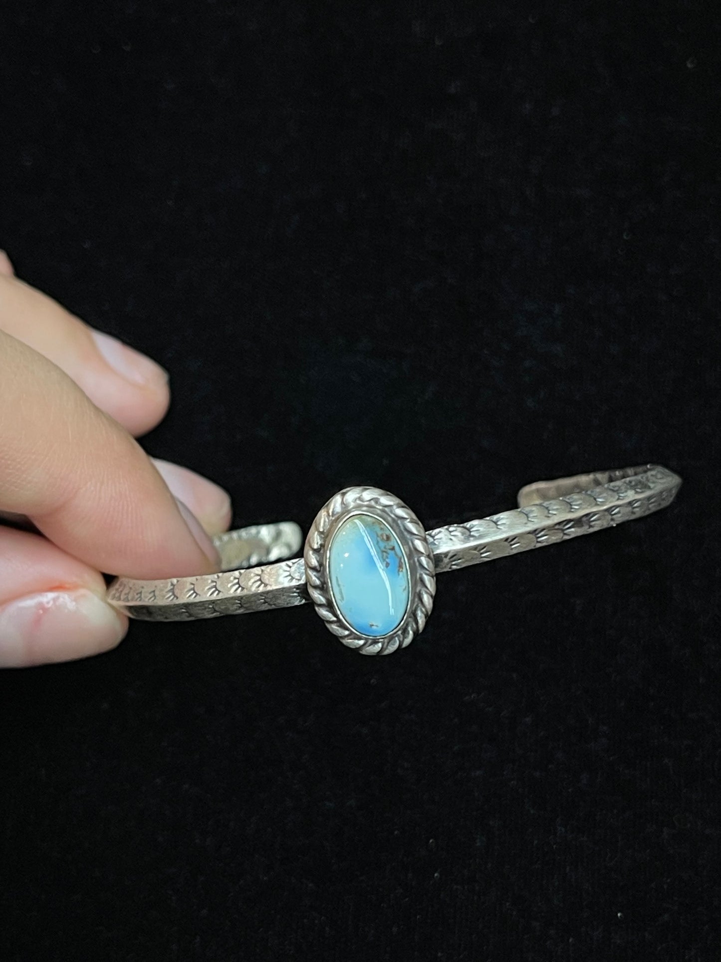 5 3/4"- 7 1/4" Golden Hills Turquoise Cuff by Rick Enriquez, Navajo