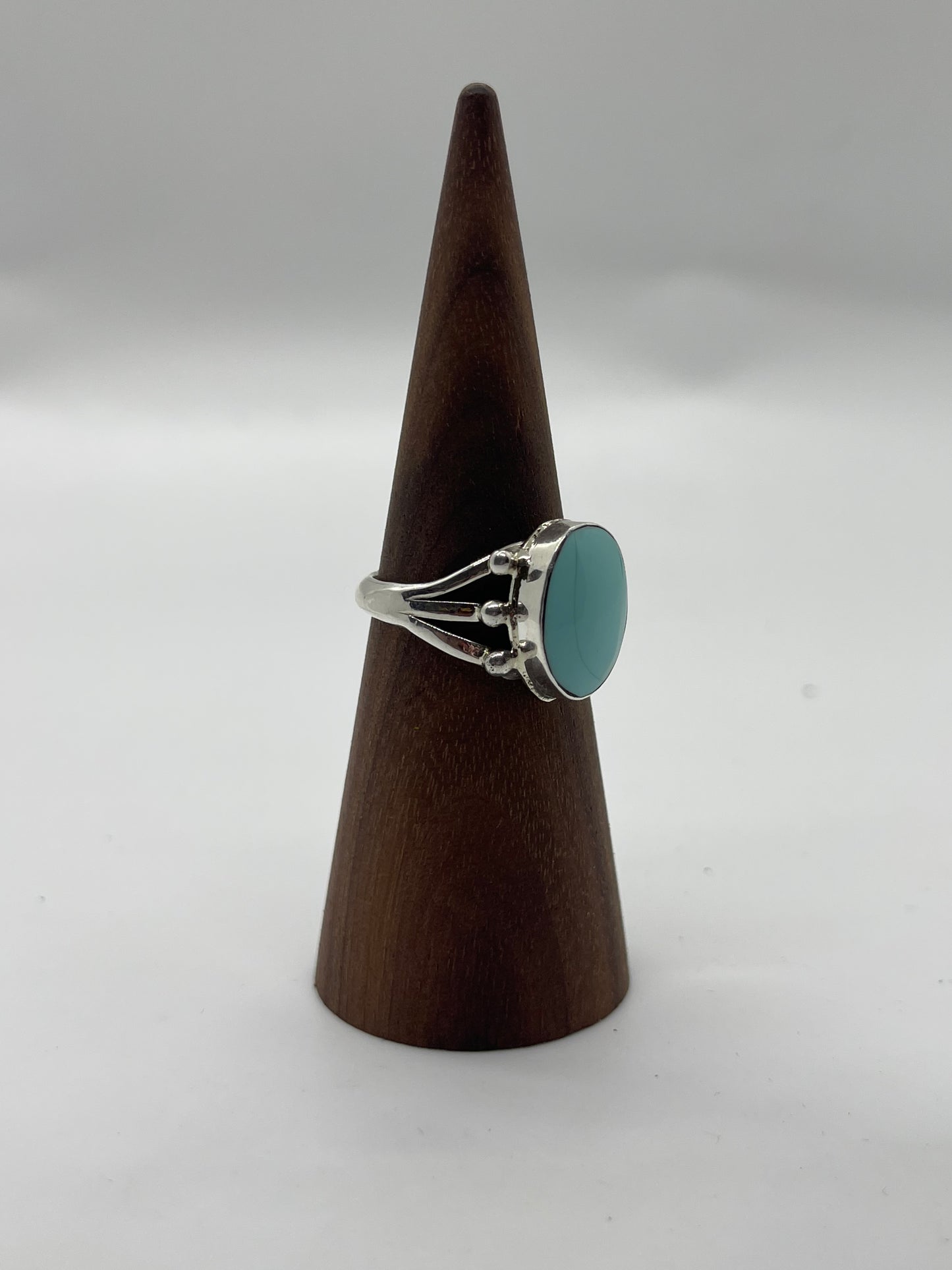 8.5 Turquoise Oval Ring by Charlene Yazzie, Navajo