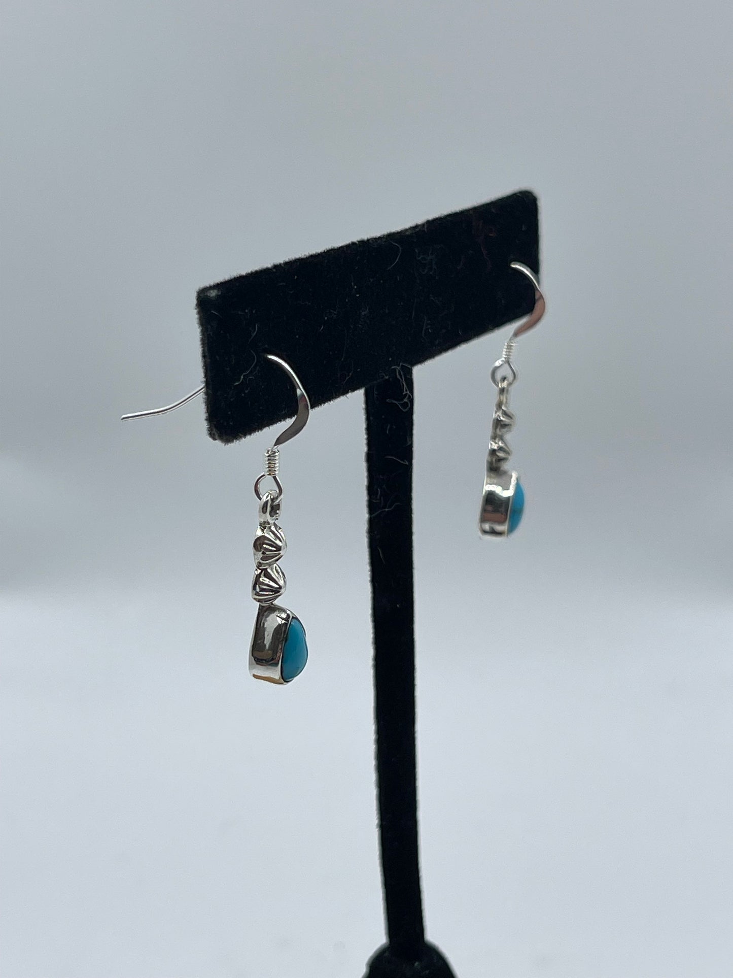 Dainty Turquoise Teardrop Earrings by Verley Betone, Navajo