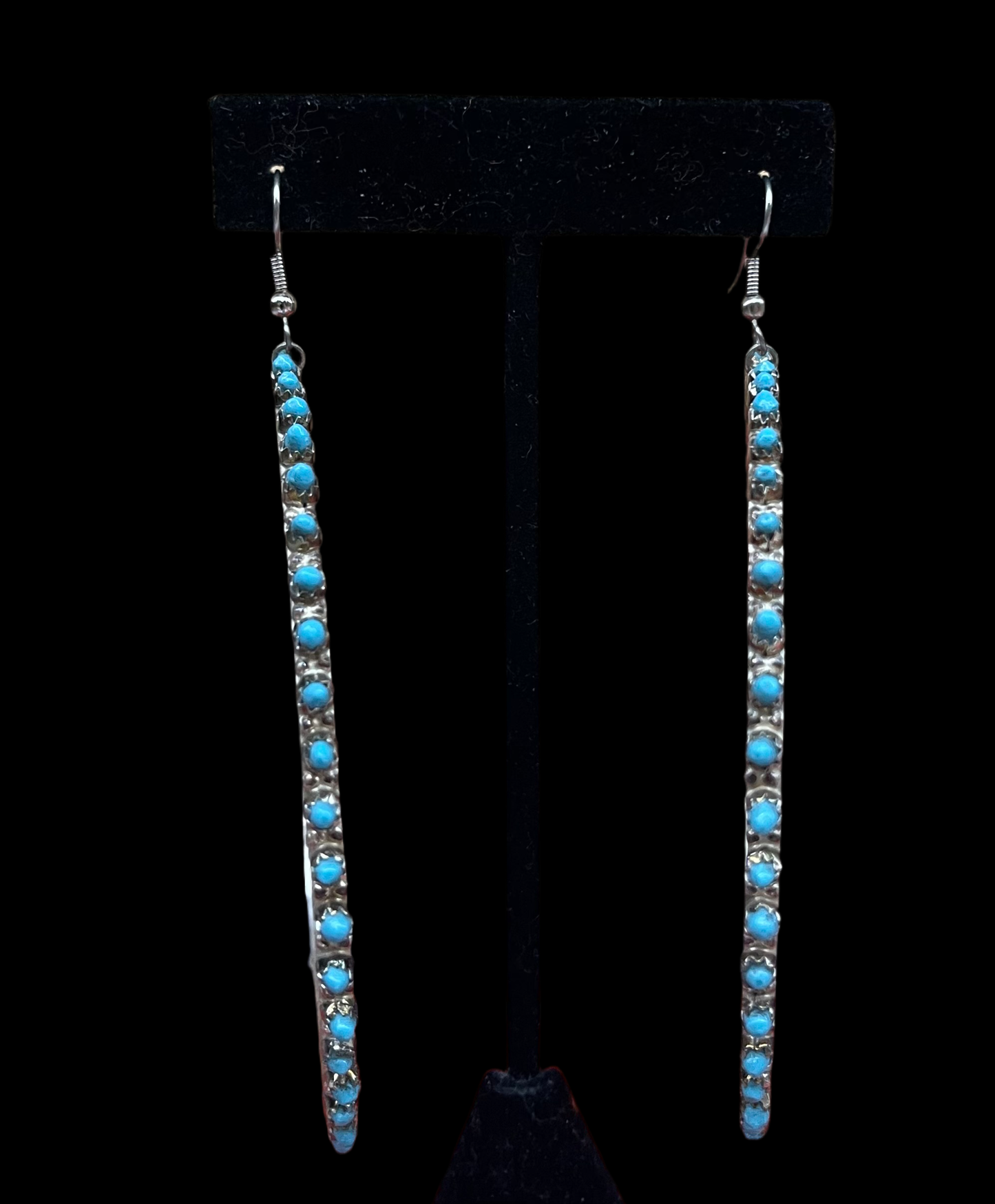 Sleeping Beauty Turquoise Hoop Earrings, Zuni Made