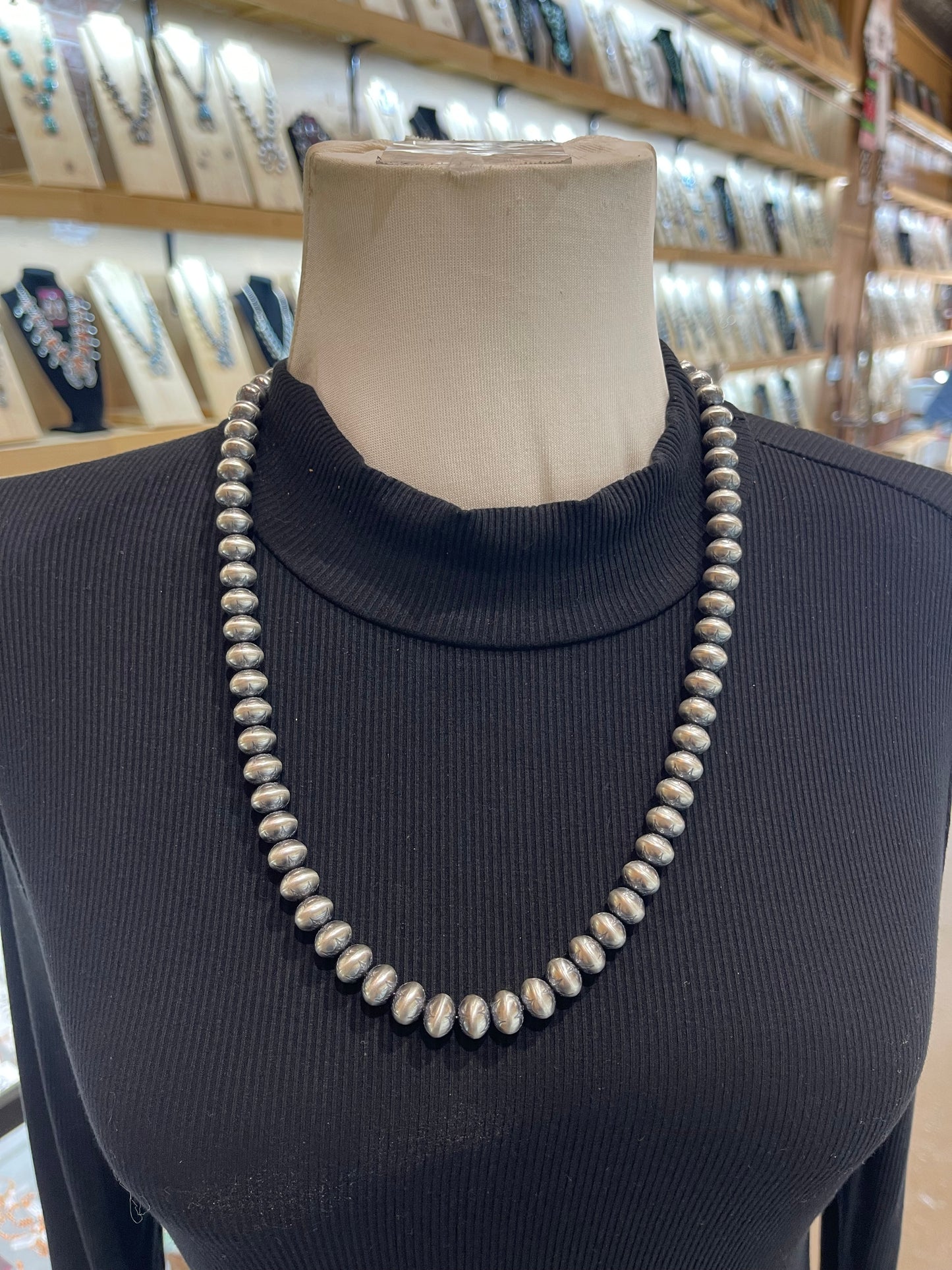 25" 1/2" Rondelle Stamped Beads 10mm Handmade by Bryannen Halwood, Navajo