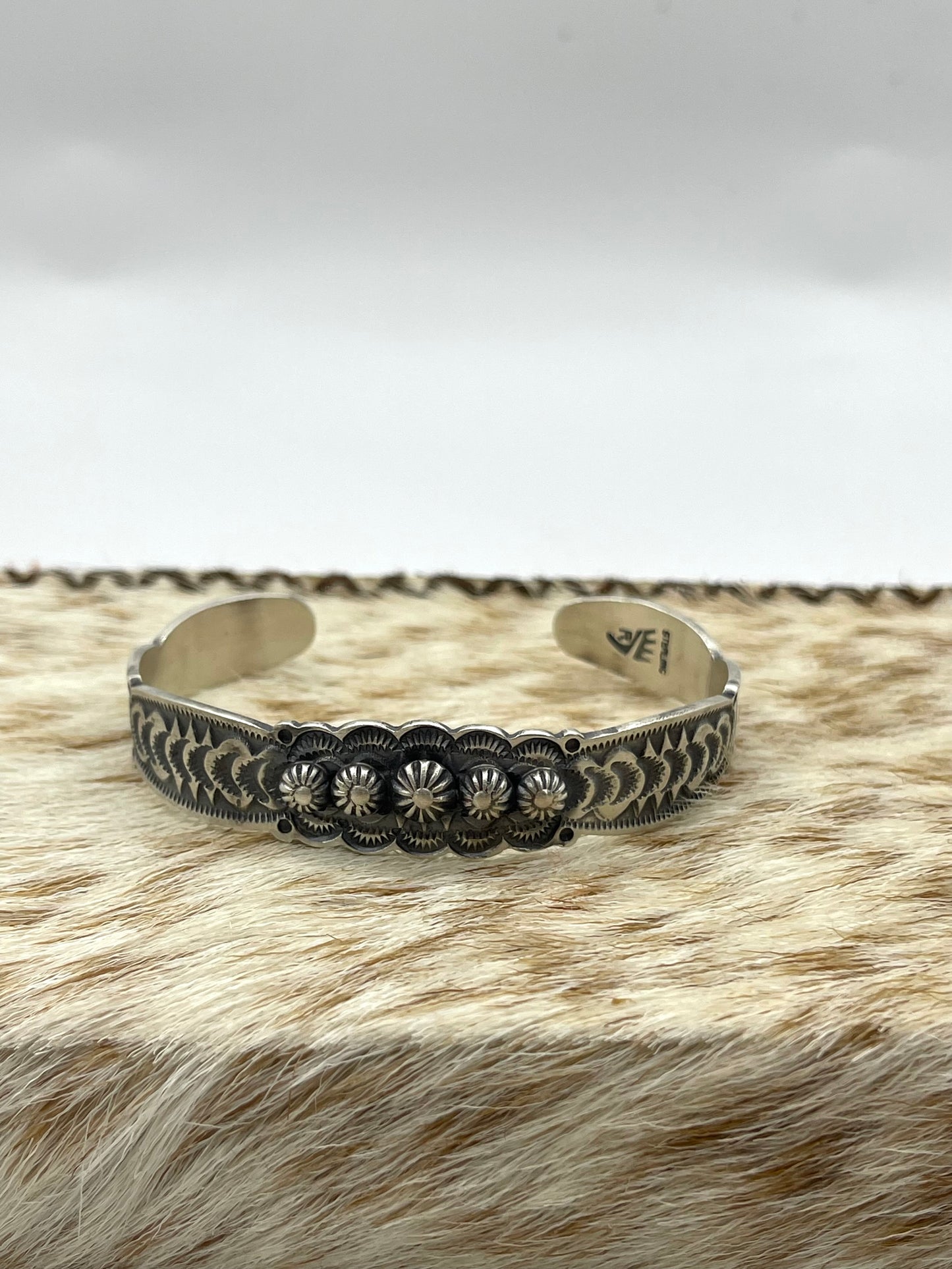 5.5"-7" Stamped Stacker Cuff by Bennie Ramone, Navajo