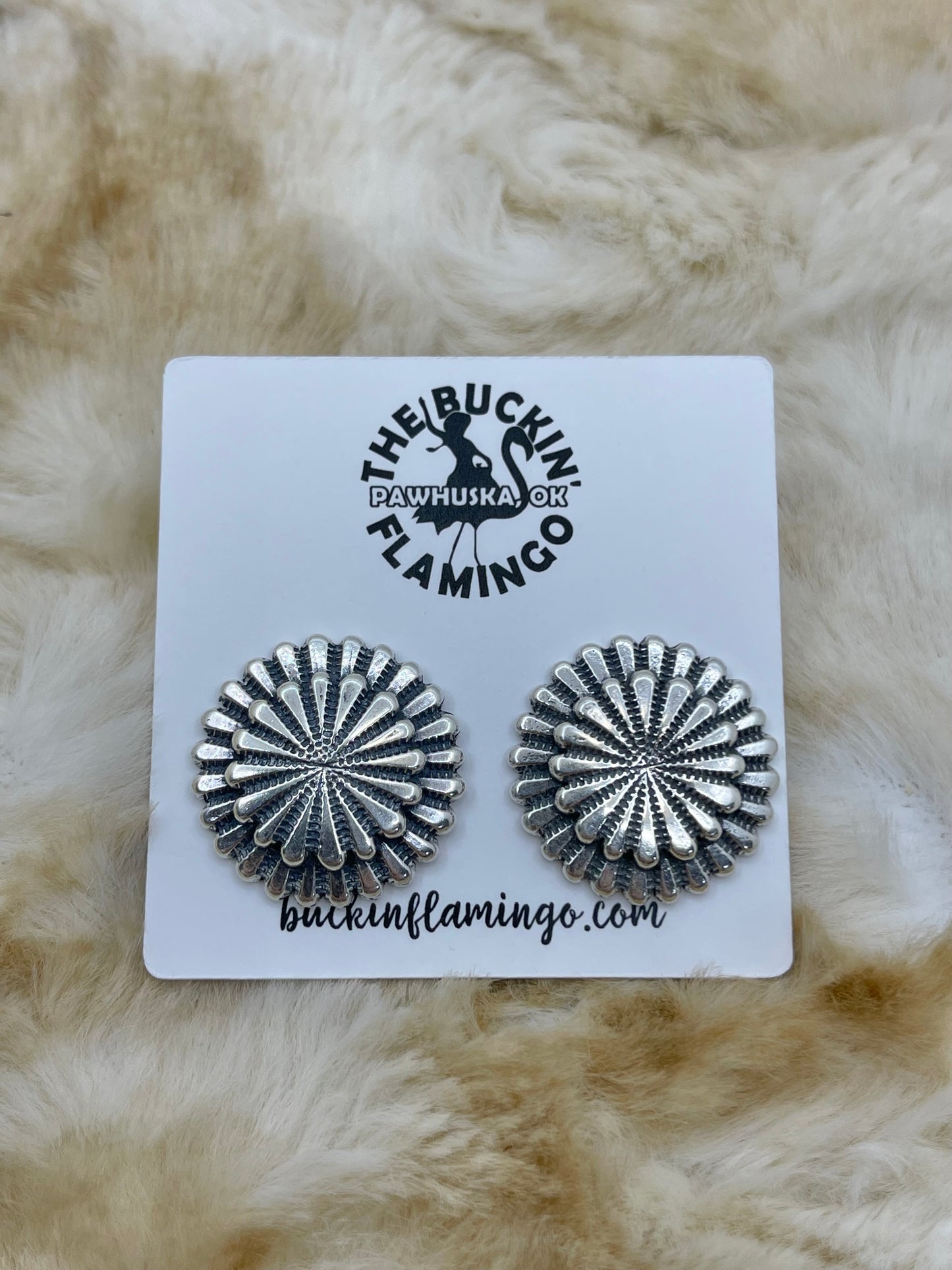 Double Layer COncho Post Earrings by Rita Largo, Navajo