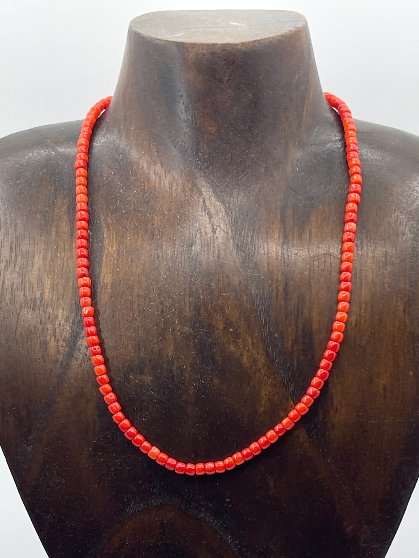 17" Red Coral Beaded Necklace