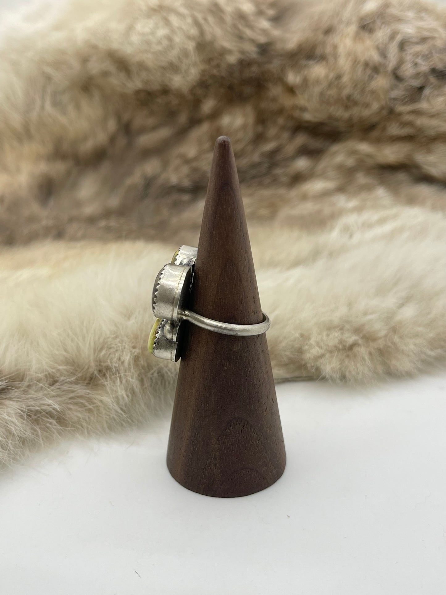 8.0 3 Stone Palomino Turquoise Ring by Phil Nez, Navajo