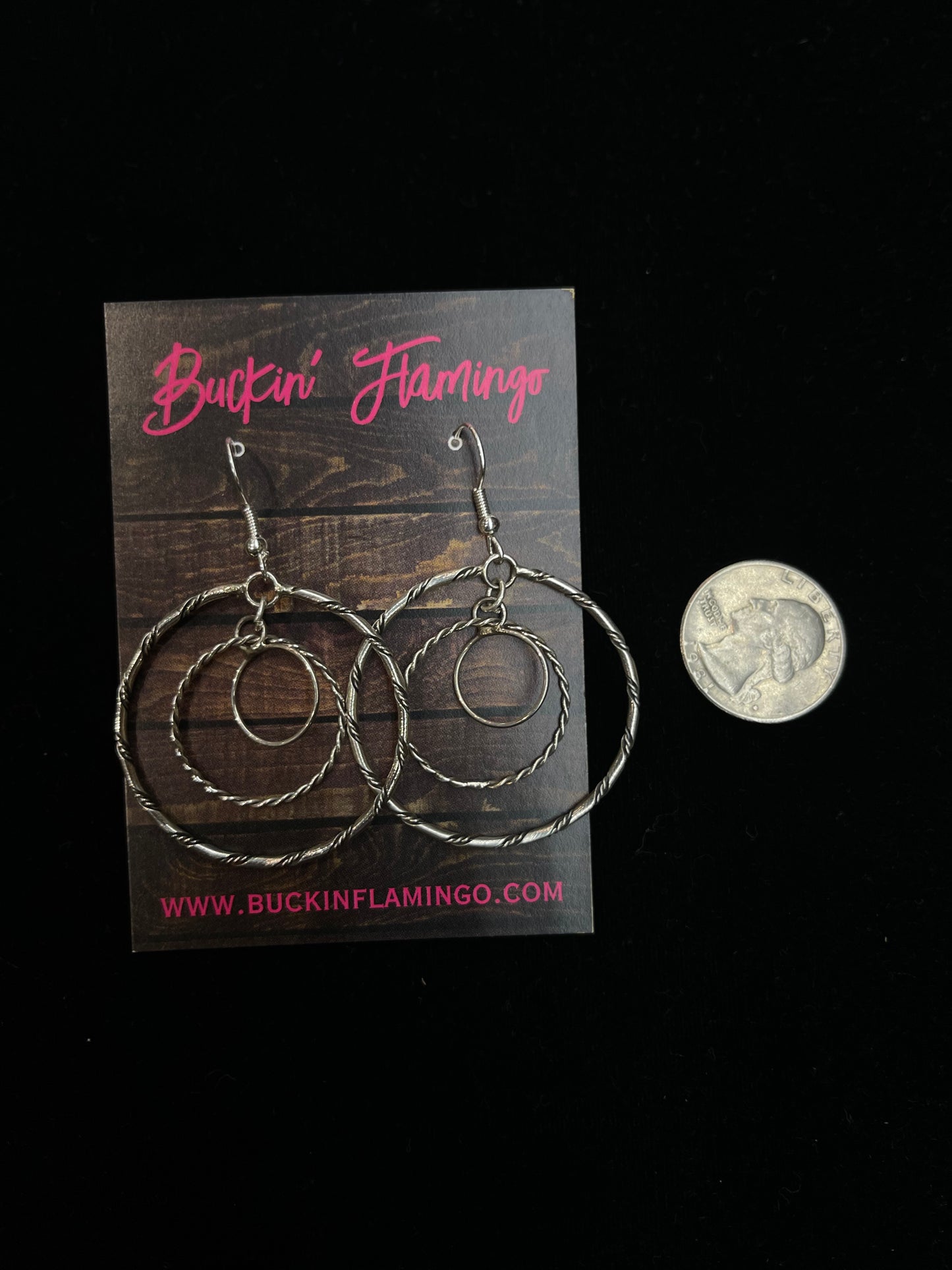 3 Circle Sterling Silver Dangle Hoop Earrings by Nashina Leonard, Navajo