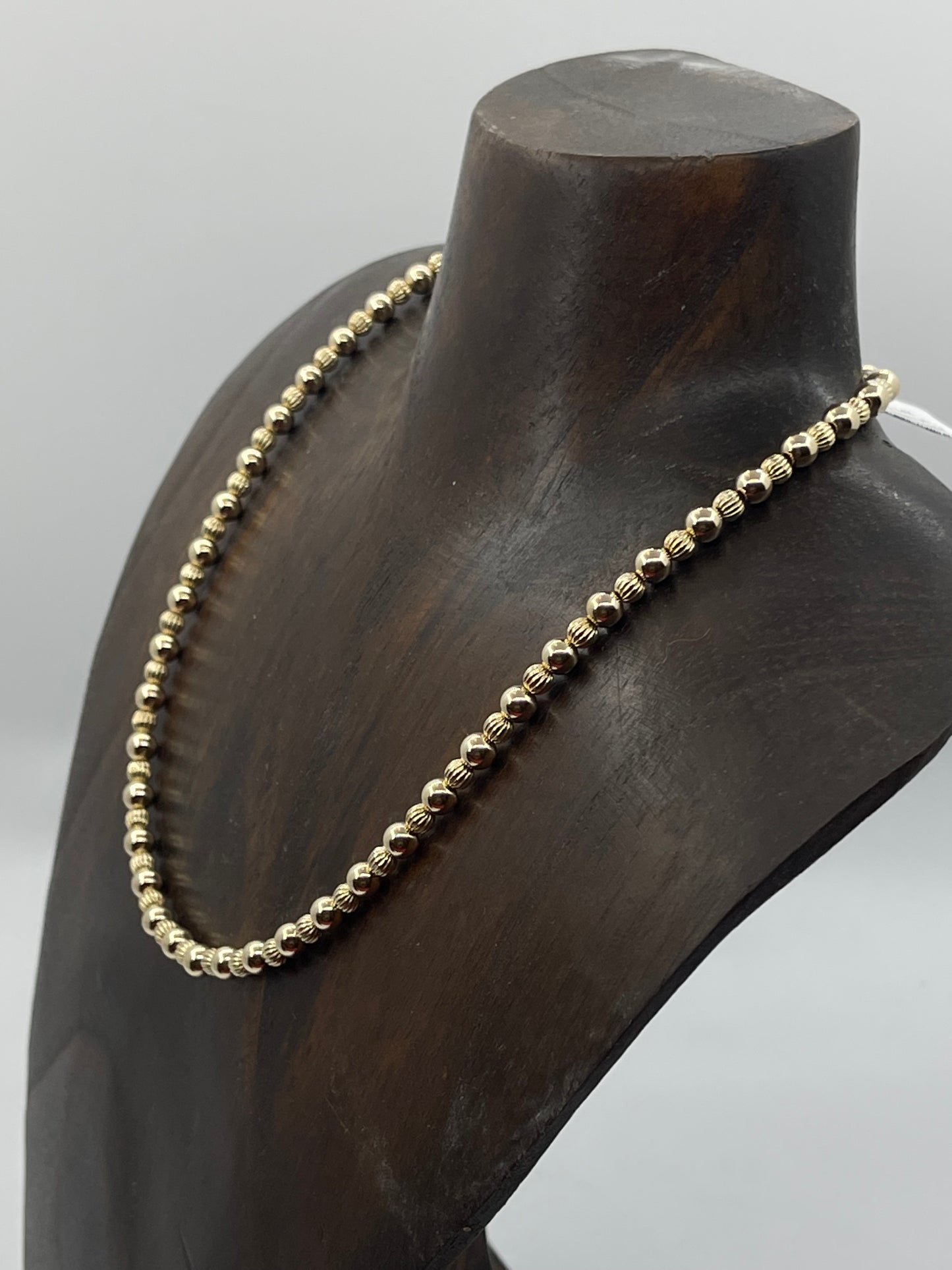 16"+3" 5mm 14k Gold Filled Alternating Beaded Necklace