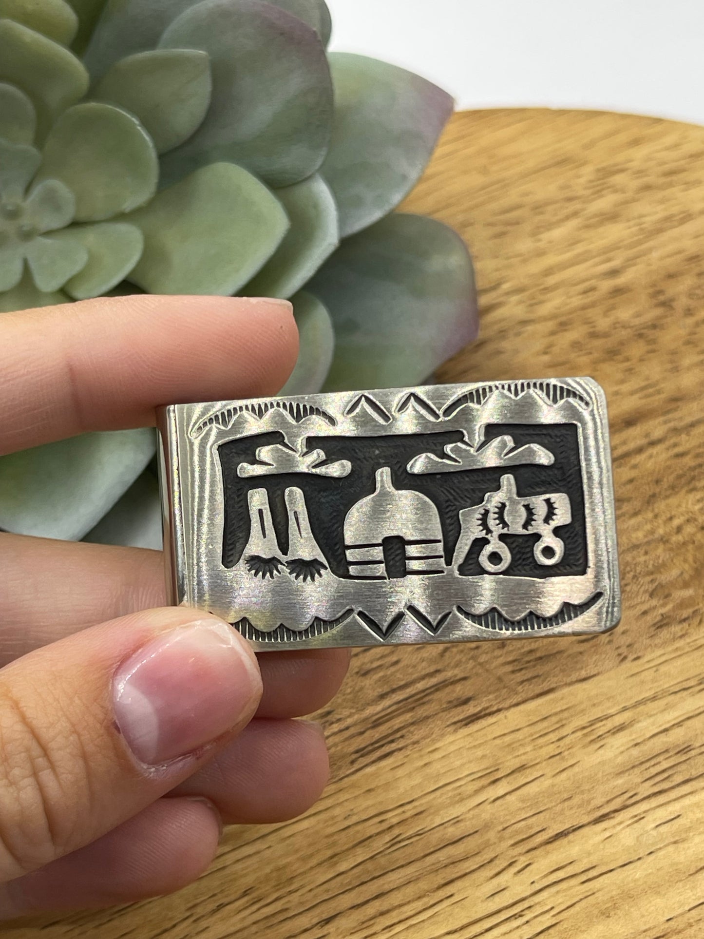 Sterling Silver Face Plate Money Clip by Ralph Bia Sr, Navajo