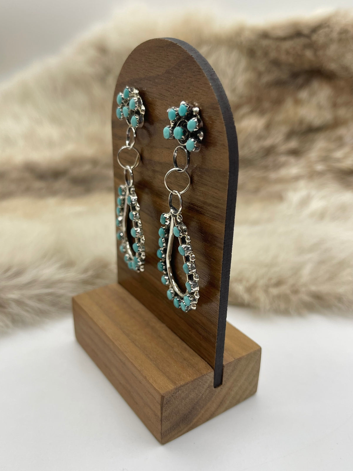 Zuni Snake Eye Teardrop Cluster Post Earring by Joanne Cheama, Zuni