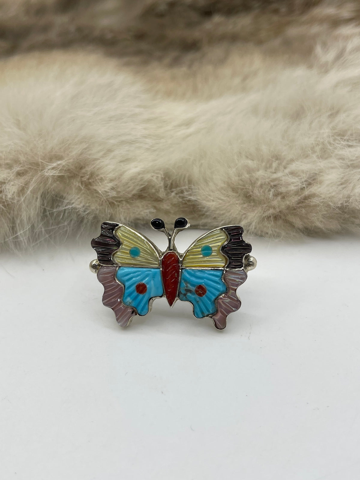 6.0 Inlay Butterfly Ring by Tamara Pinto, Zuni
