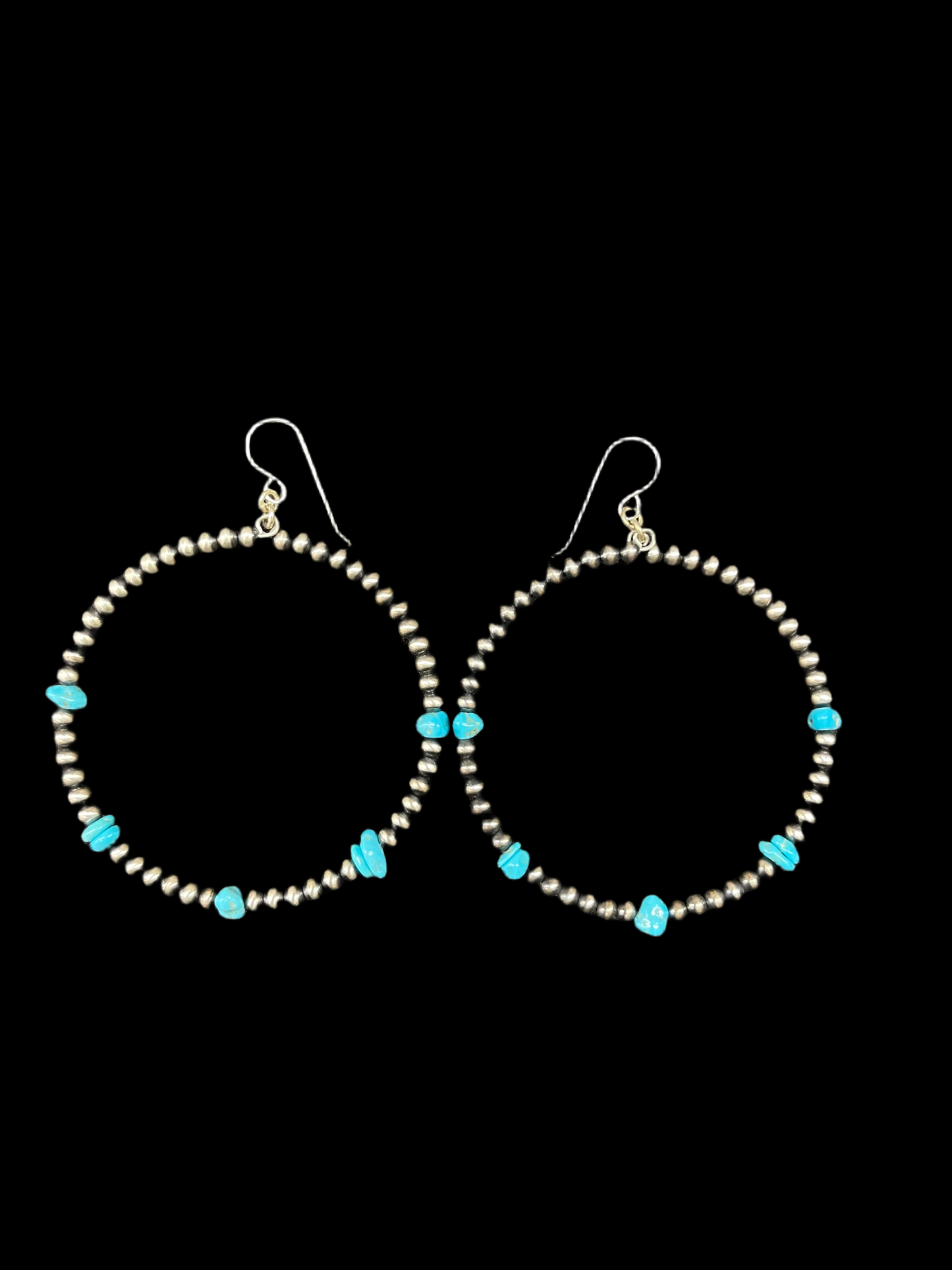 Navajo Pearl Hoops Chunk of Natural Sleeping Beauty