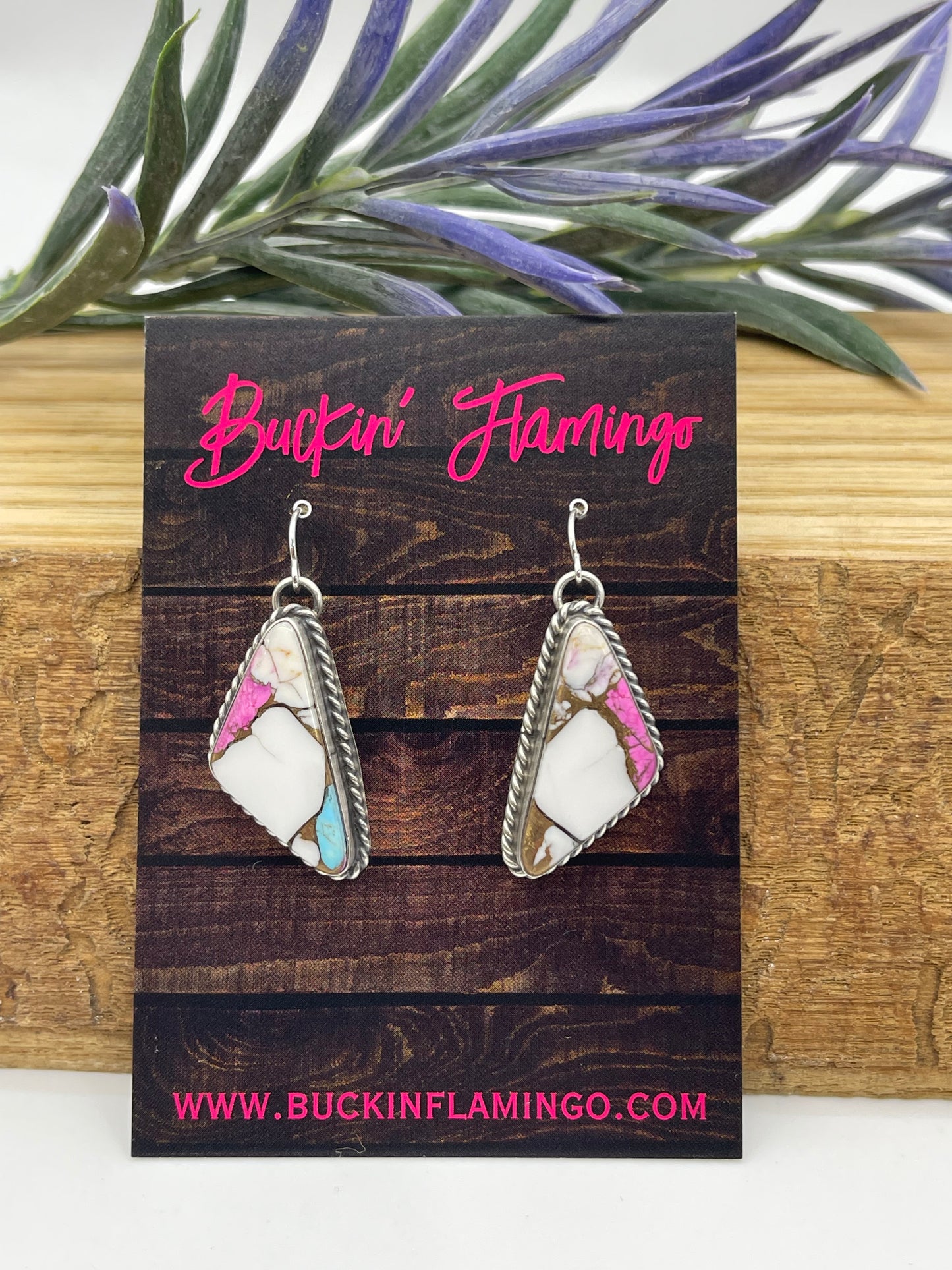 Cotton Candy Dangle Earrings by Chassity Belone, Navajo