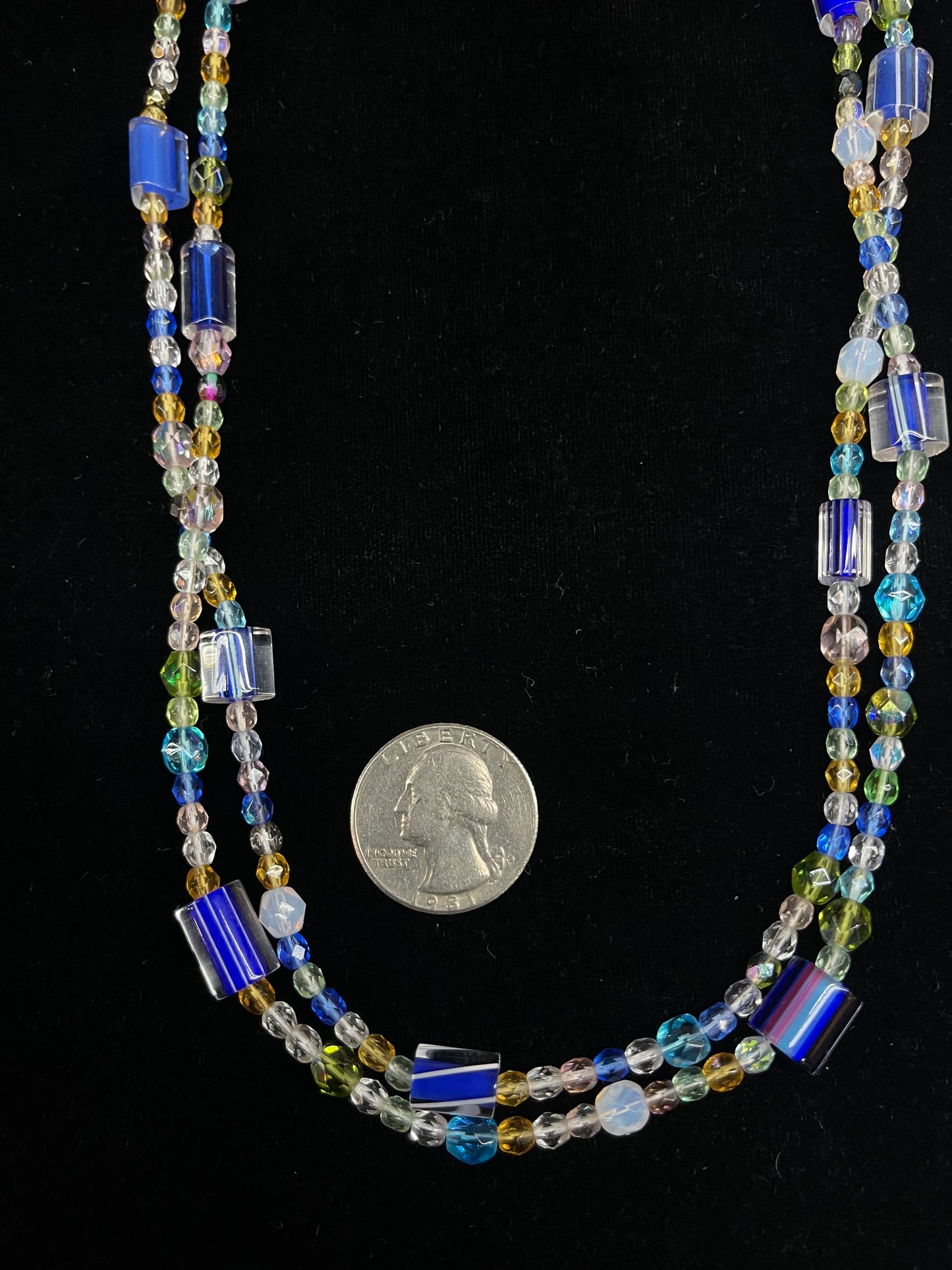2 Strand Glass Bead Multicolor Necklace