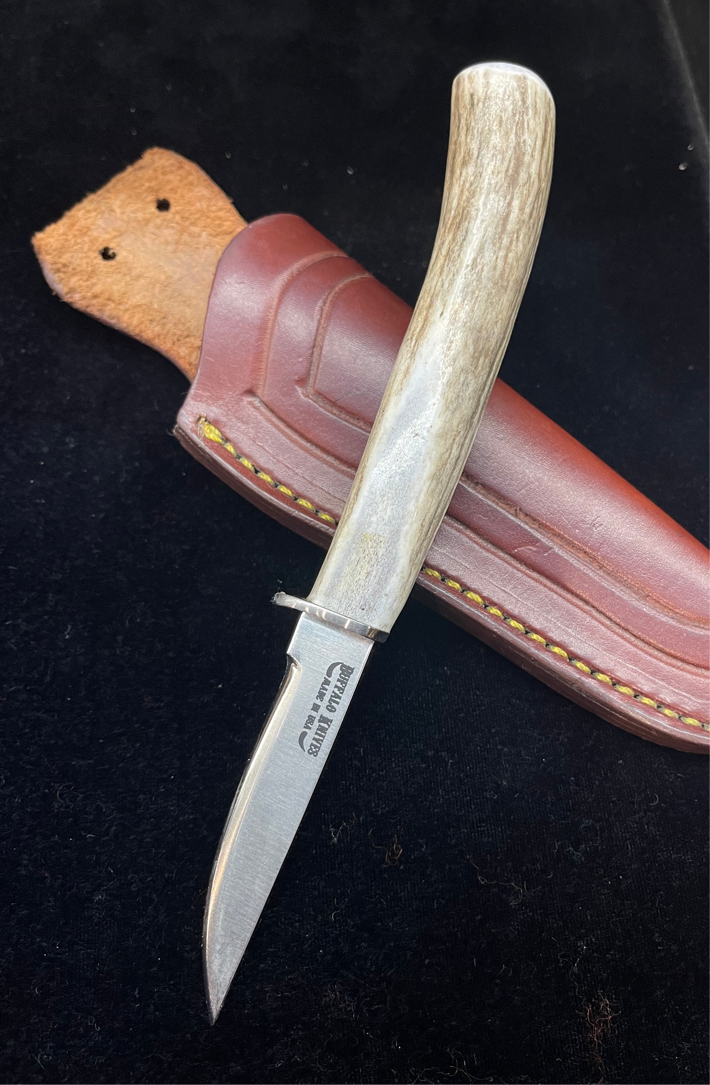 6 1/2" "Buffalo Knife" with Antler Handle Made in the USA