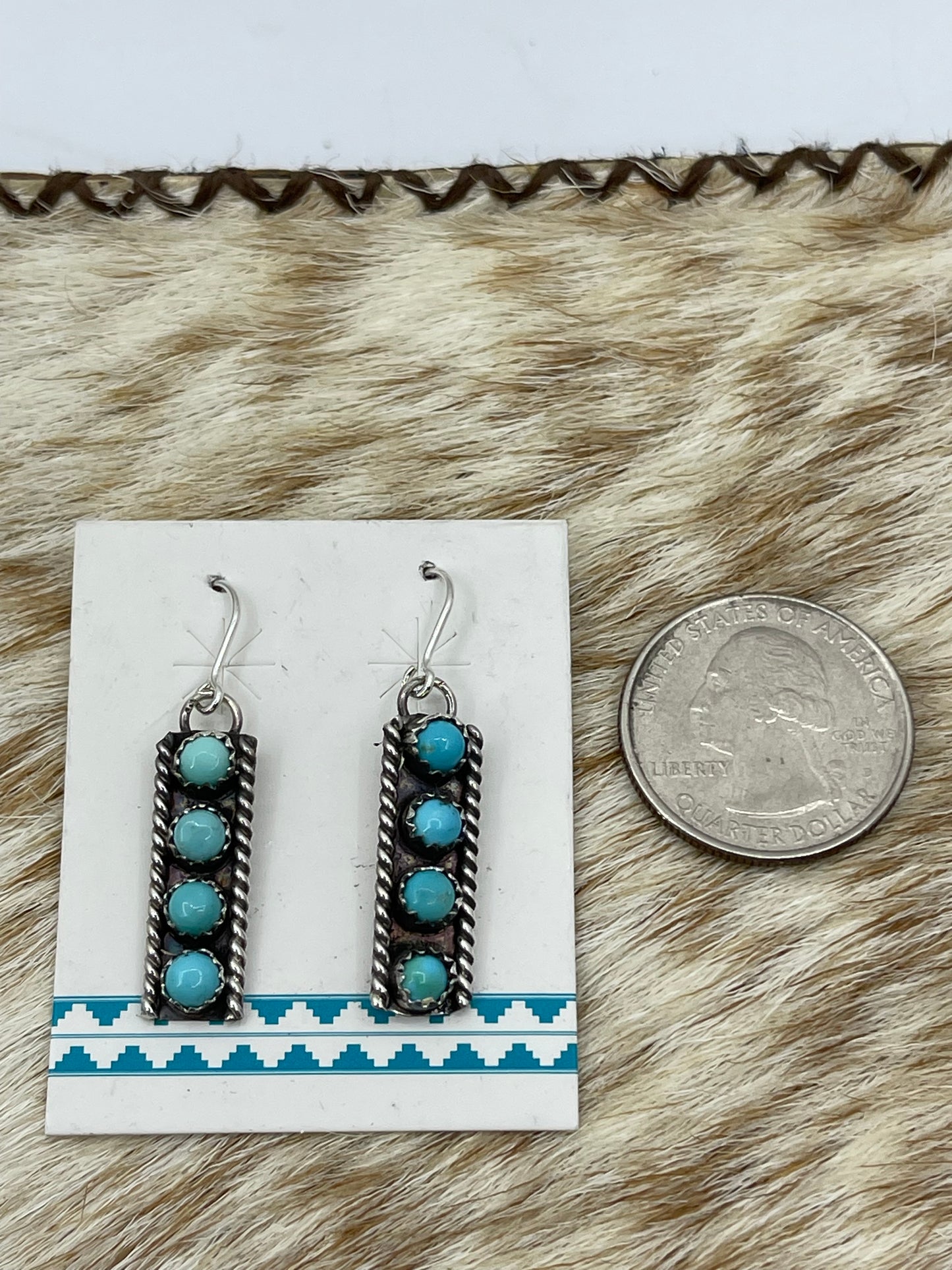 4 Stone Turquoise Bar Dangle Earrings