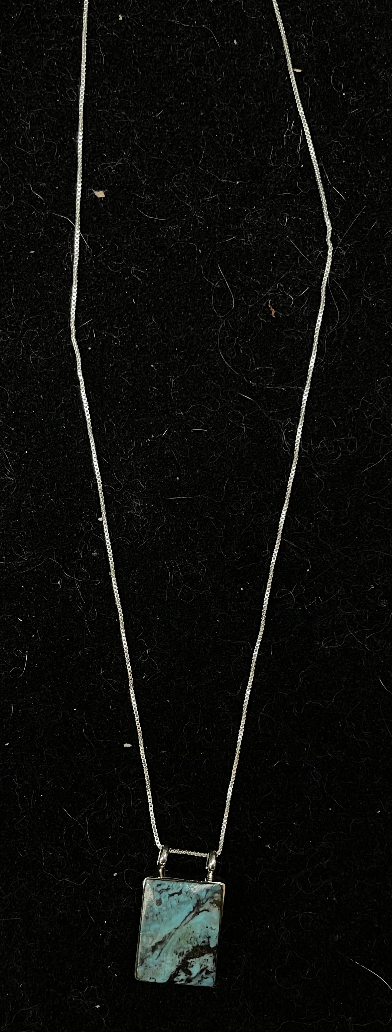 18" Kingman Turquoise Rectangle Necklace by Gilbert Smith, Navajo
