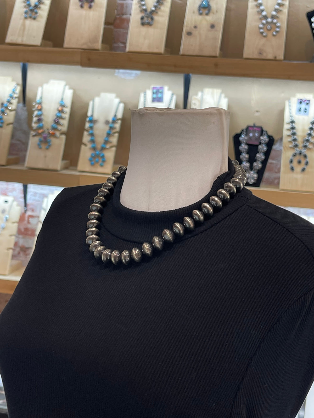 14mm 19” Handmade Navajo Pearls by Austin Hailey, Navajo