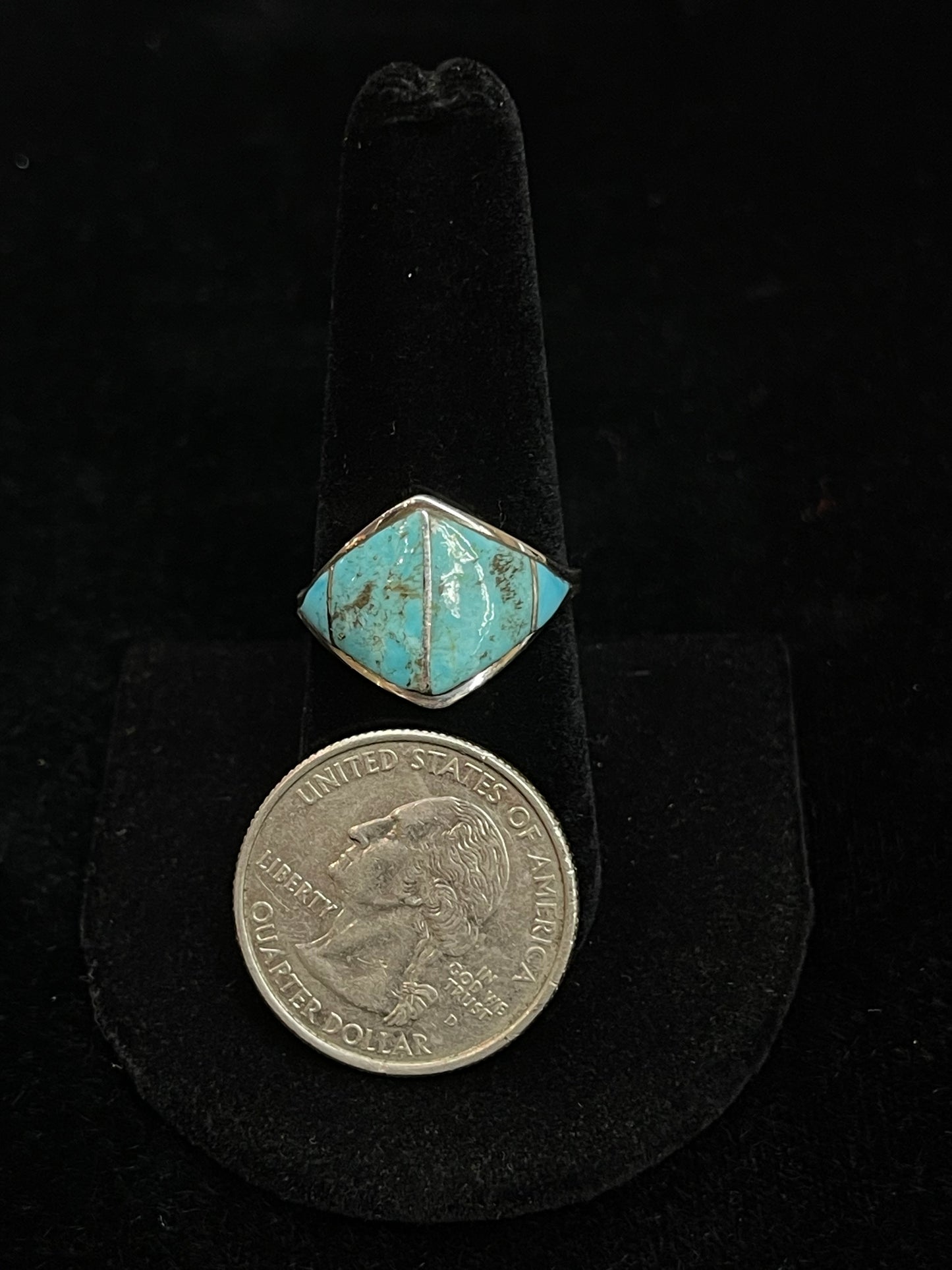 Turquoise Inlay Ring by Andrew Enrico, Navajo
