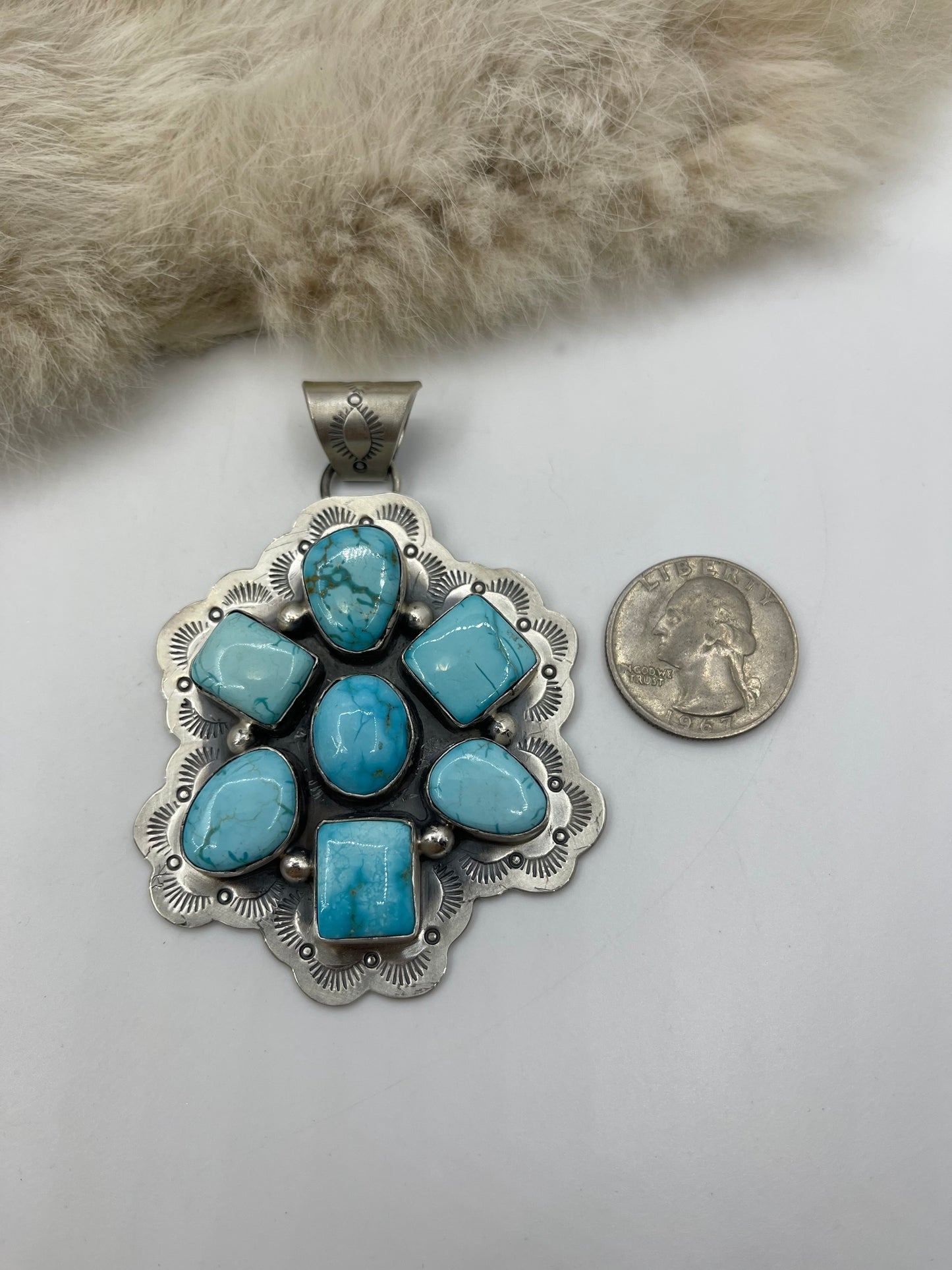 7mm Bail Sonoran Turquoiseby Lyle Piaso, Navajo