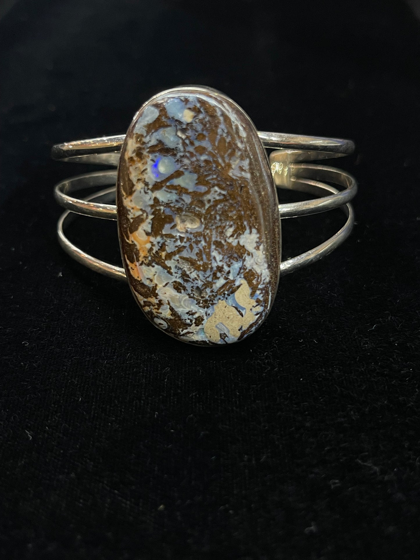6"- 7 1/4" Natural Boulder Opal Cuff by V. Nez, Navajo