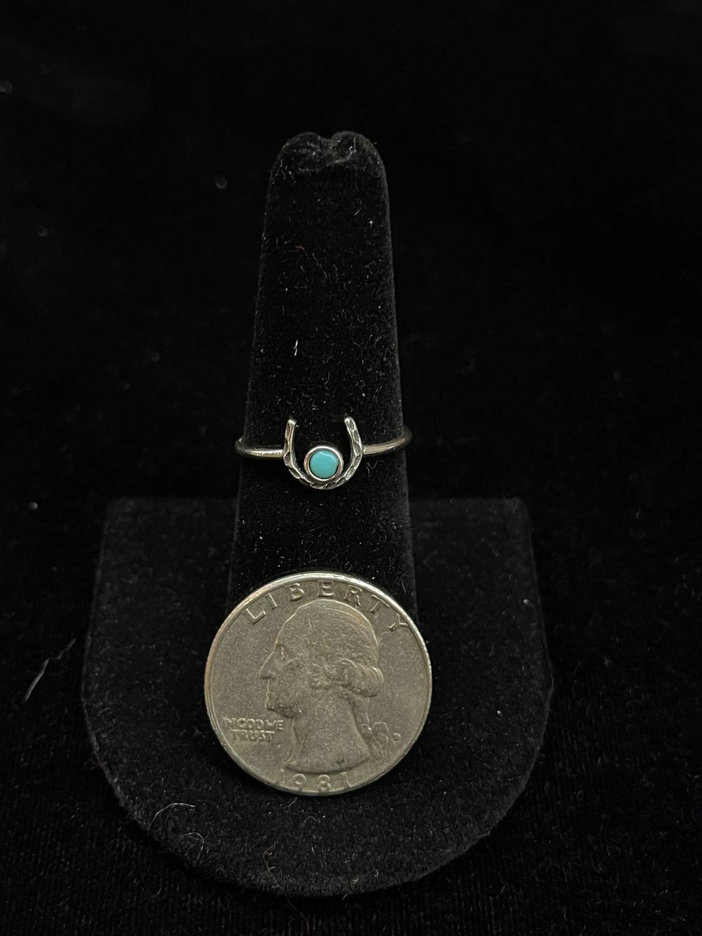 7.0 Dainty Horseshoe Ring with Turquoise Stone