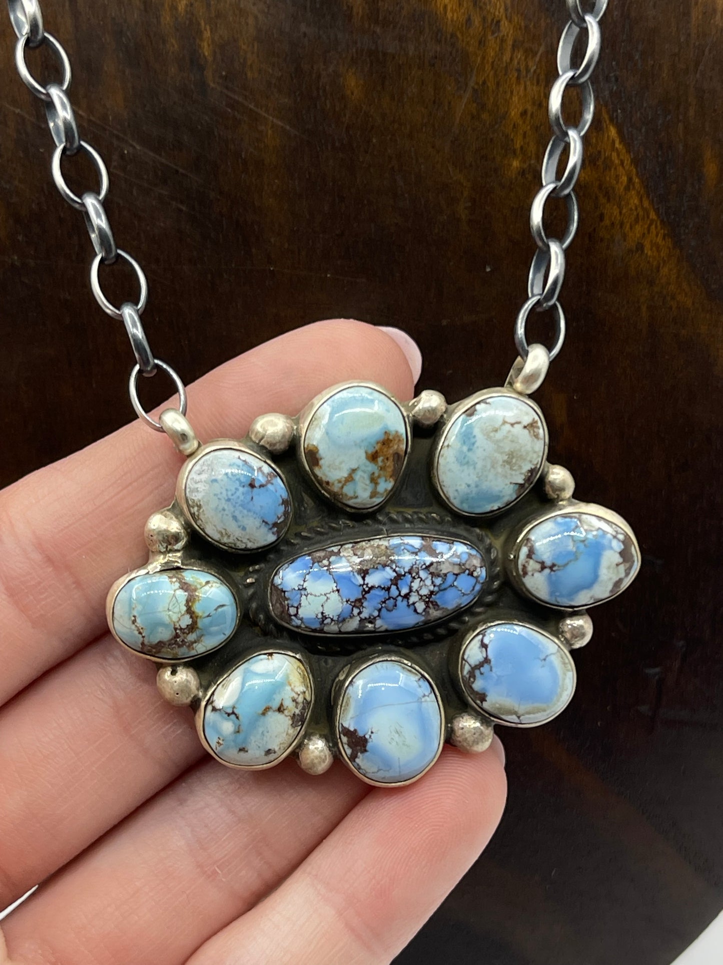 Golden Hills Turquoise Cluster Necklace by Geraldine James, Navajo