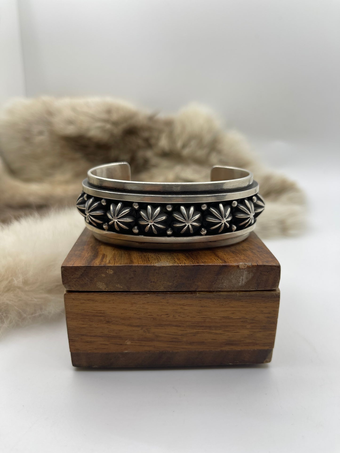 6.5”-6.75” Multi Star Heavy Silver Cuff by Happy Piaso, Navajo