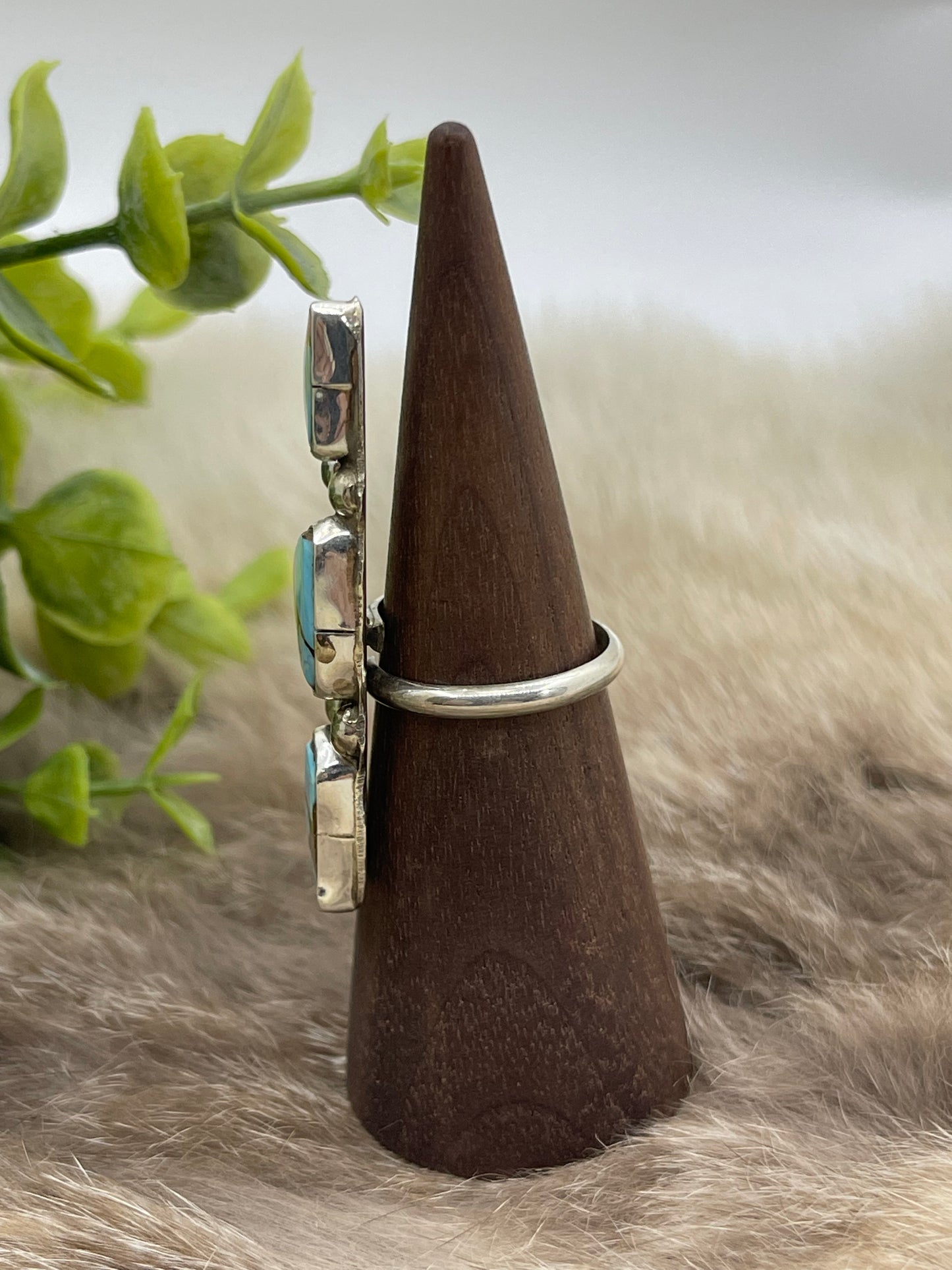 Adjustable 3 Stone Cotton Candy Ring by Jude Candeleria, Zuni