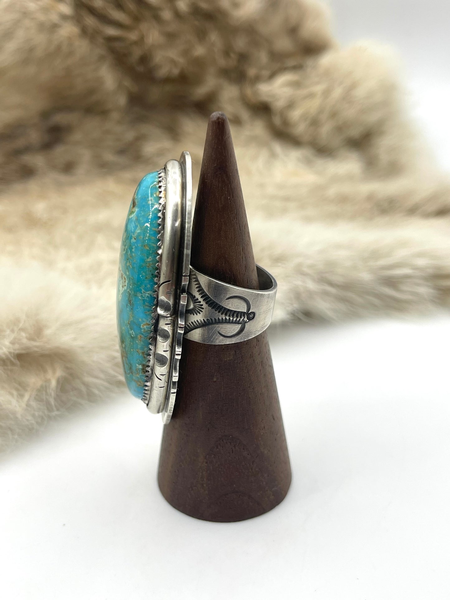Adjustable (6.5-10.0) Kingman Ring by J. Piano, Jr., Navajo