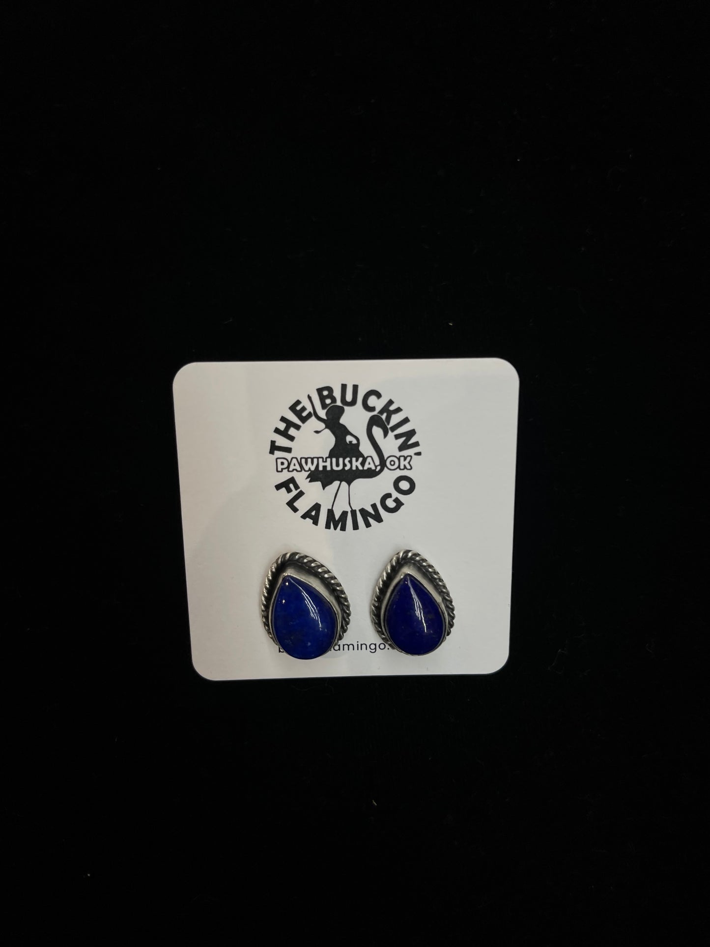 Lapis Teardrop Post earrings by Judith Dixon, Navajo