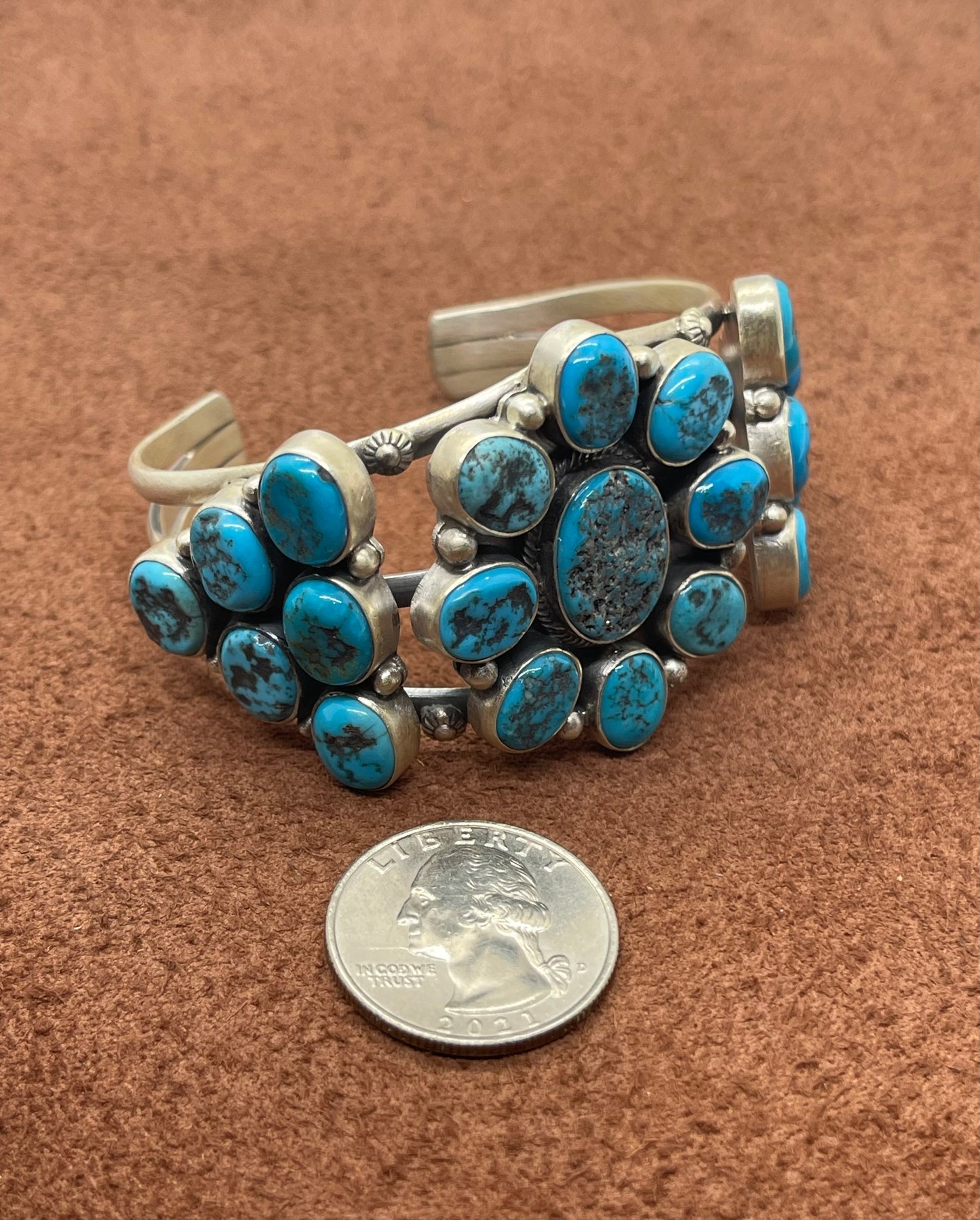 6"-6 3/4" Sleeping Beauty Turquoise Cluster Cuff
