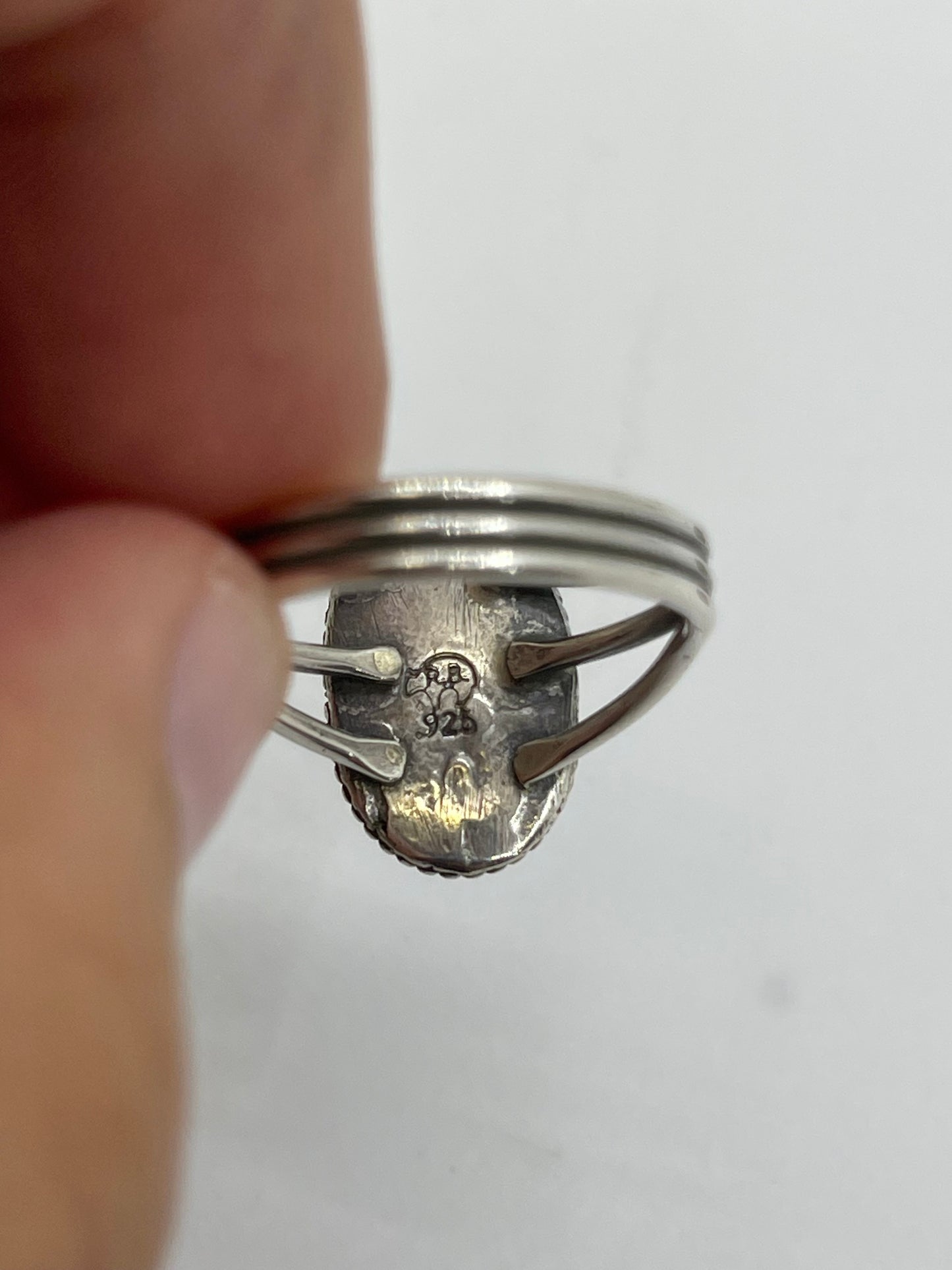 5.5 Turquoise Oval Ring by Judy Largo, Navajo